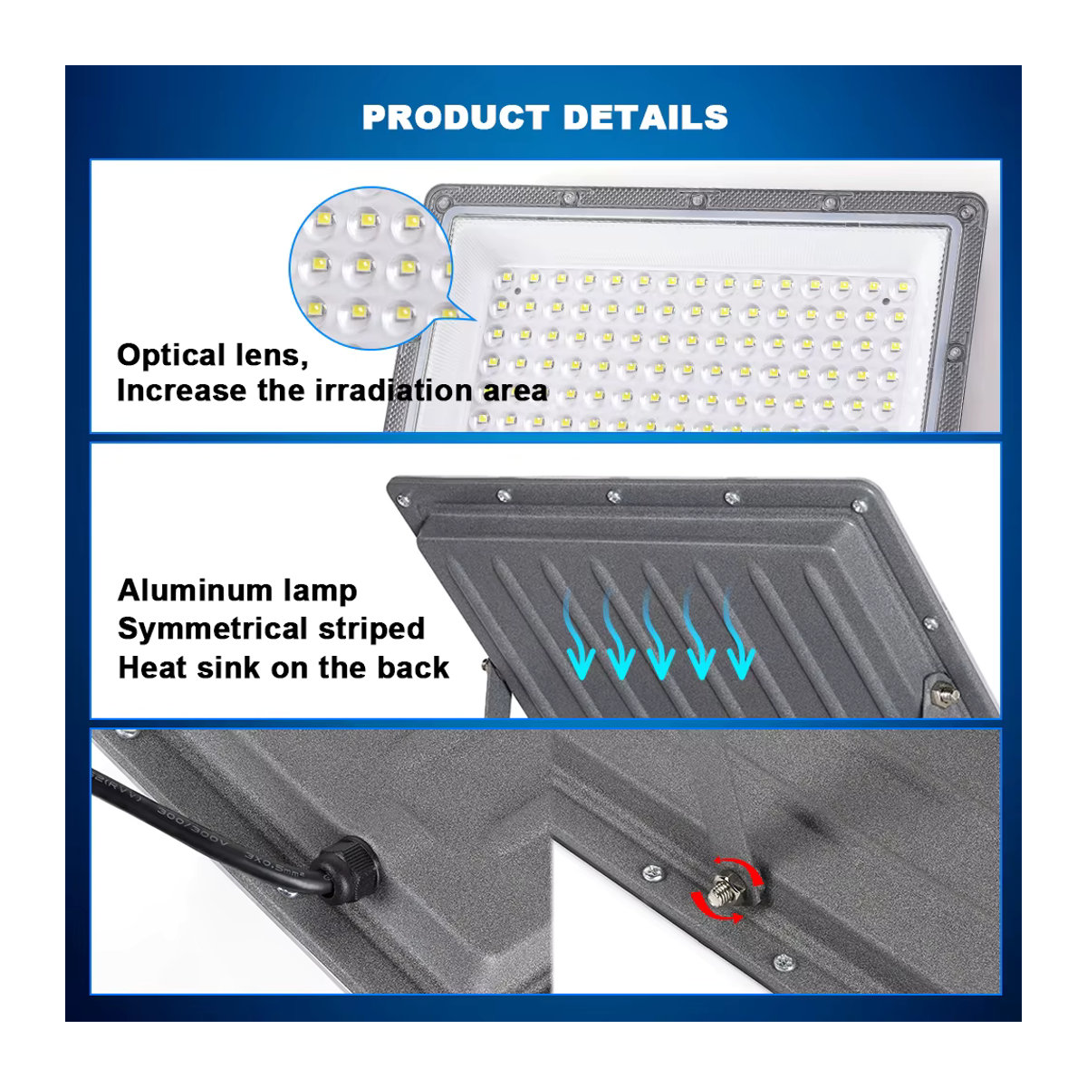 YNL LED Außenstrahler 50W COB Flutlicht in Grau mit IP65 Wasserdichtigkeit - Bild 4