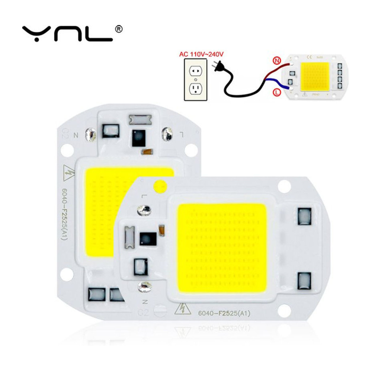 YNL LED COB Chip mit Smart IC für DIY Scheinwerfer und Beleuchtung in Aluminium, wählbar zwischen 10W, 20W, 30W und 50W, Kaltweiß oder Warmweiß - Bild 1