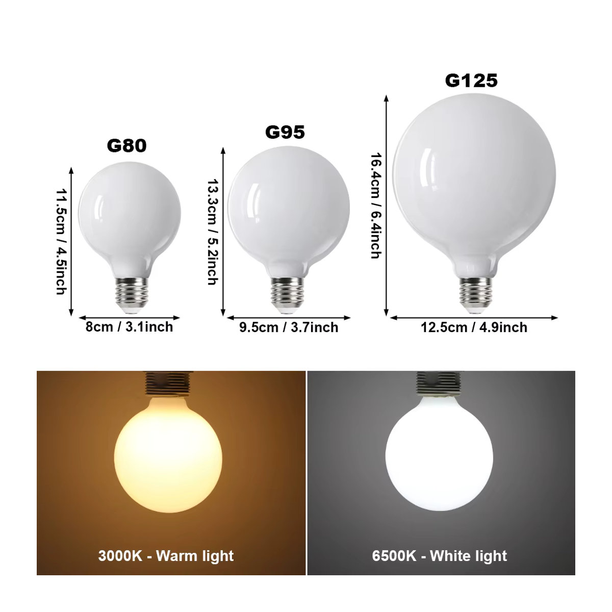 YNL LED-Glühbirne E27 G80 G95 G125 in Kaltweiß, minimalistisches Design - Bild 2