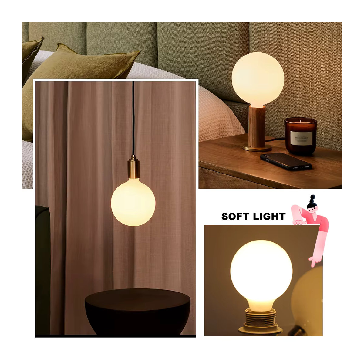 YNL LED-Glühbirne E27 G80 G95 G125 in Kaltweiß, minimalistisches Design - Bild 6