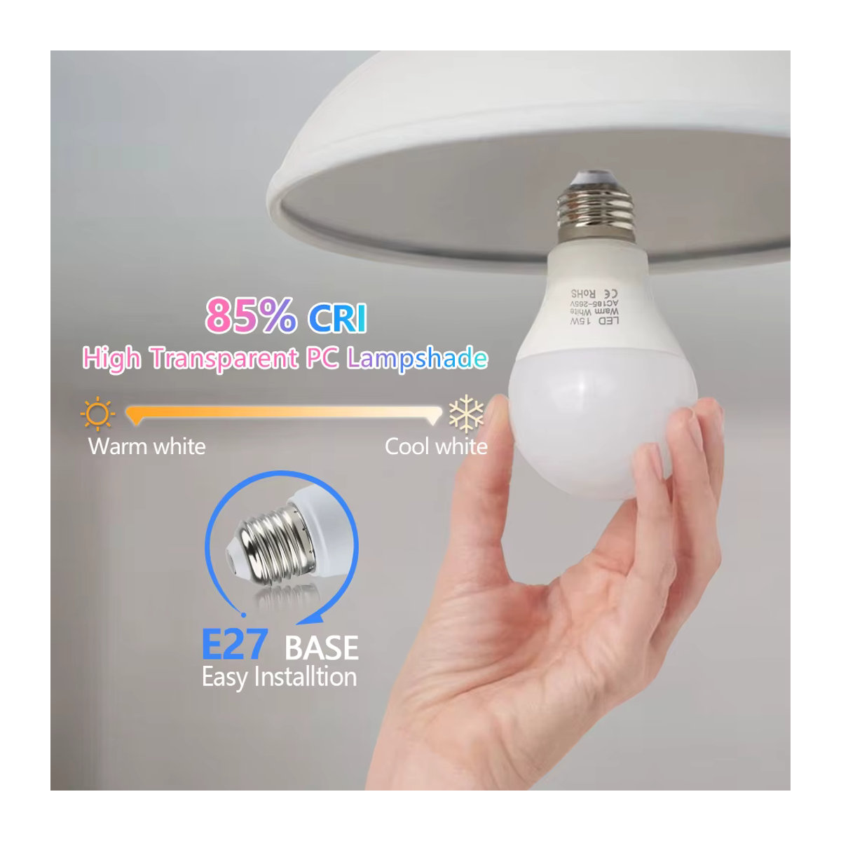 YNL LED-Lampe E27 mit hoher Helligkeit in Weiß, 18W - Bild 3