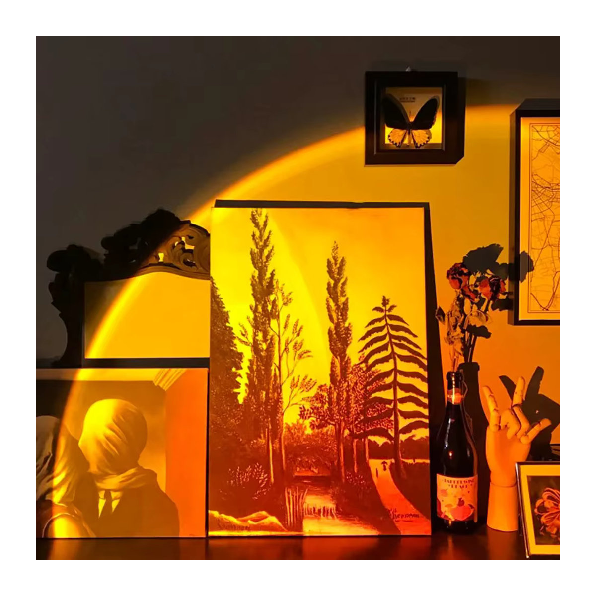 YNL LED Sonnenuntergangslampe als modernes Stimmungslicht für Schlafzimmer und Wohnzimmer in Rot und Schwarz - Bild 3