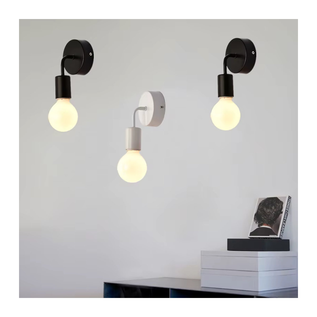 YNL Wandlampe im Nordic Industrial Design aus Metall in Schwarz mit E27 Fassung - Bild 1