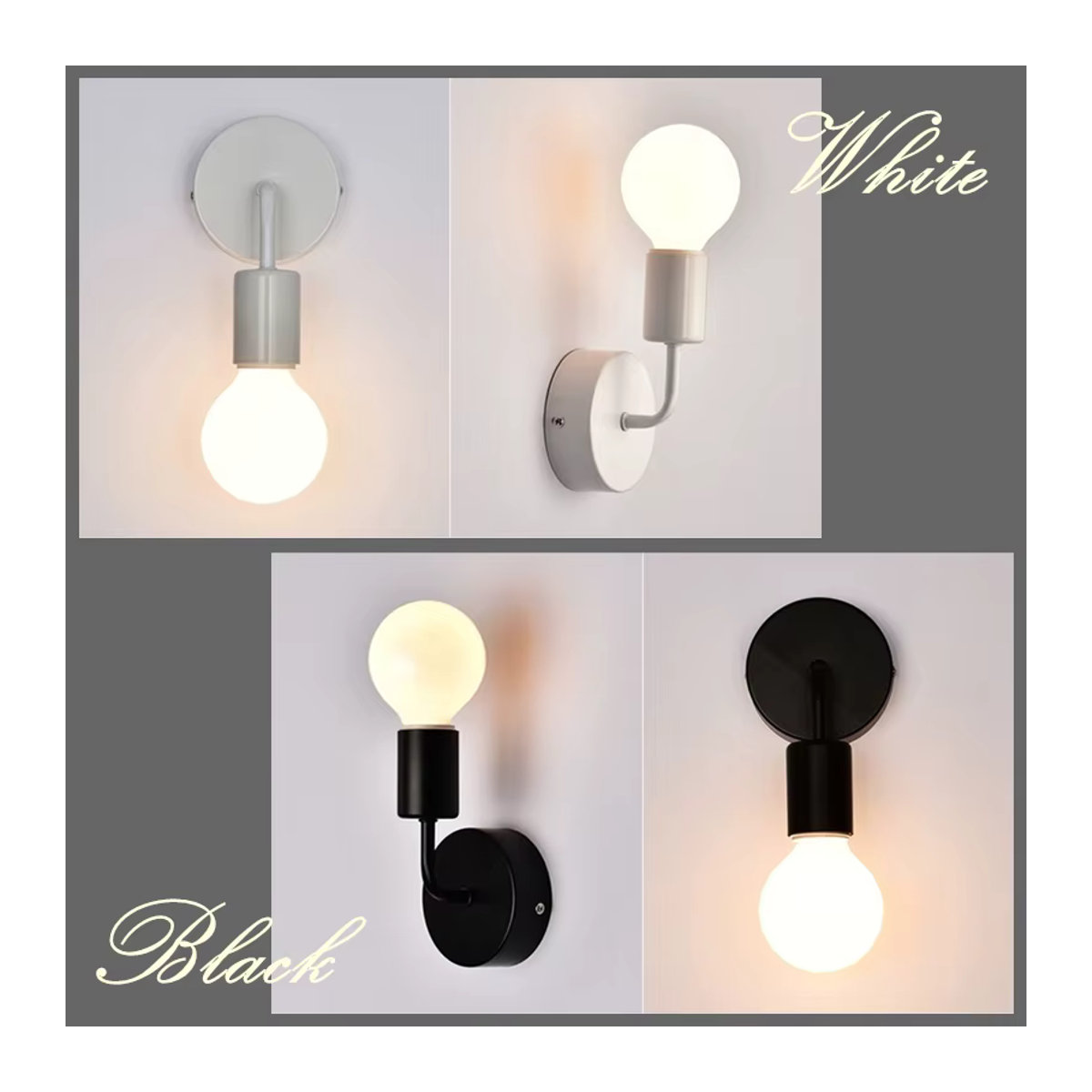 YNL Wandlampe im Nordic Industrial Design aus Metall in Schwarz mit E27 Fassung - Bild 2