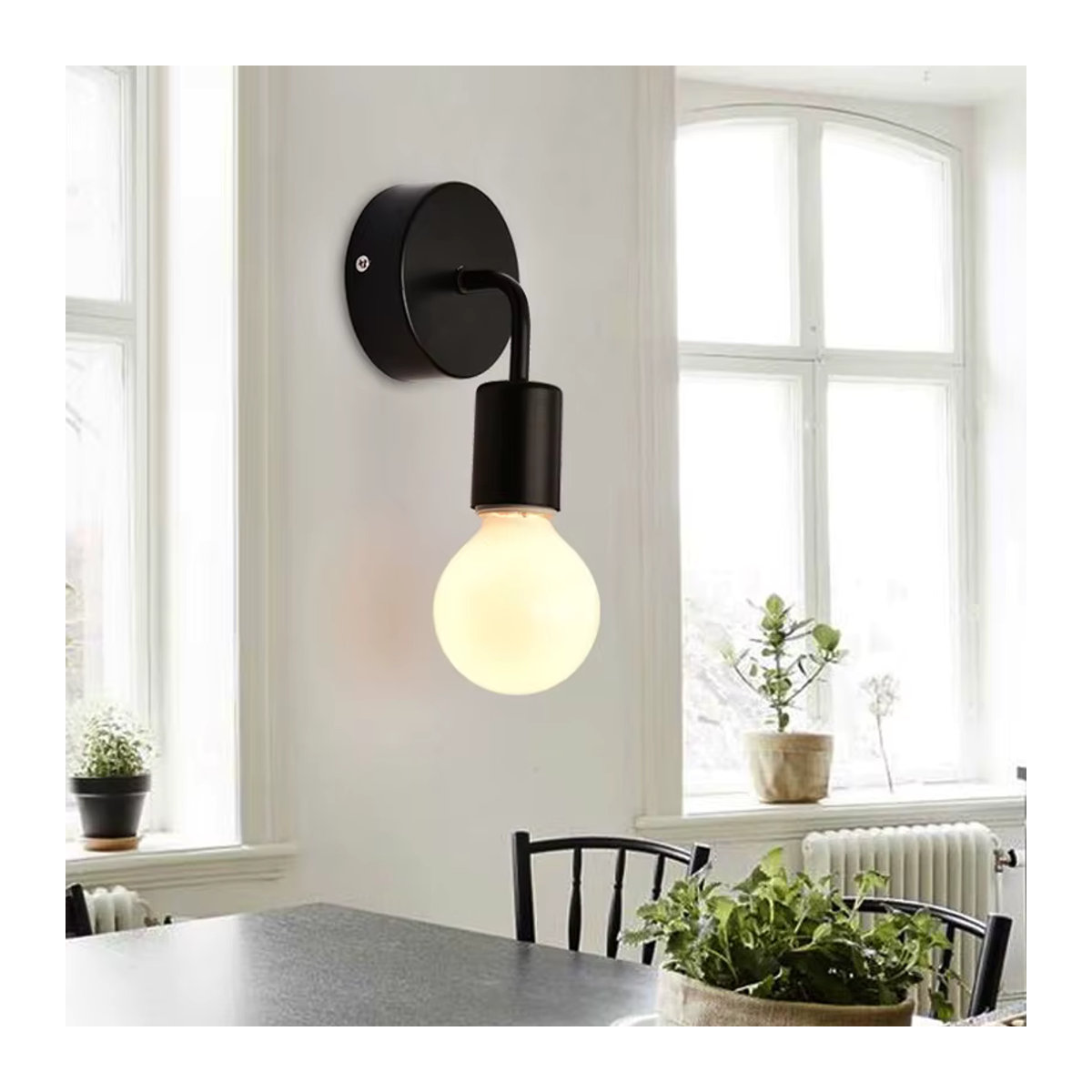 YNL Wandlampe im Nordic Industrial Design aus Metall in Schwarz mit E27 Fassung - Bild 3