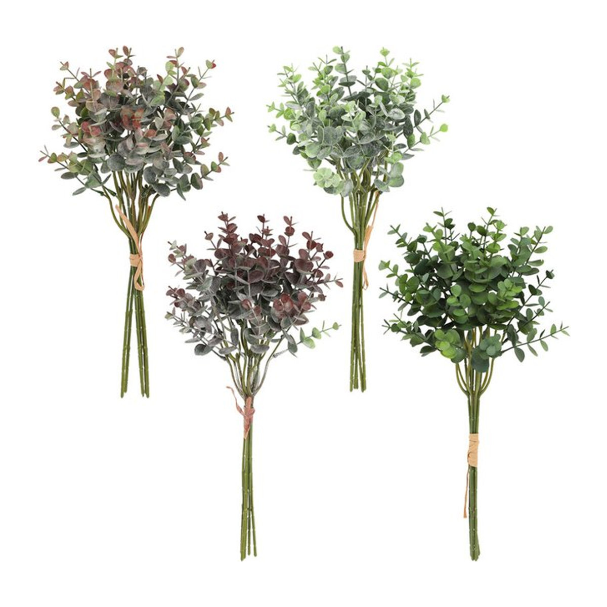 YO CHO Künstlicher Eukalyptus Blumenstrauß mit 6 Zweigen und 36 Köpfen in Grün und Orange zur Dekoration für Hochzeit und Wohnzimmer - Bild 1