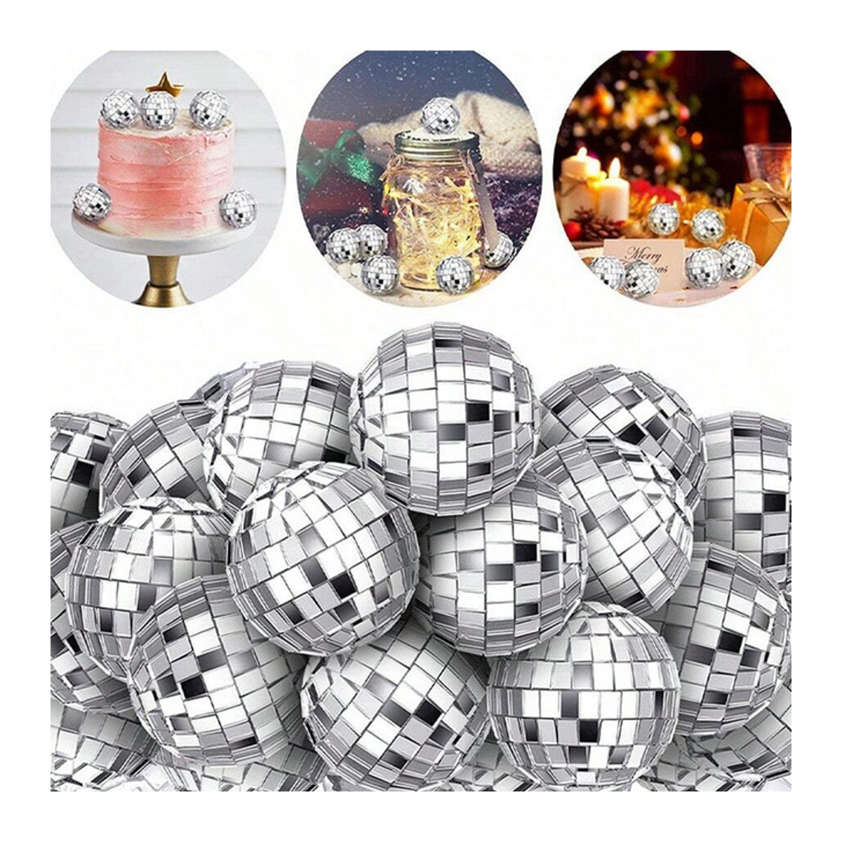 YOCITY 10er Set Mini Disco Kugel aus Glas in Silber für Party und Dekoration - Bild 1