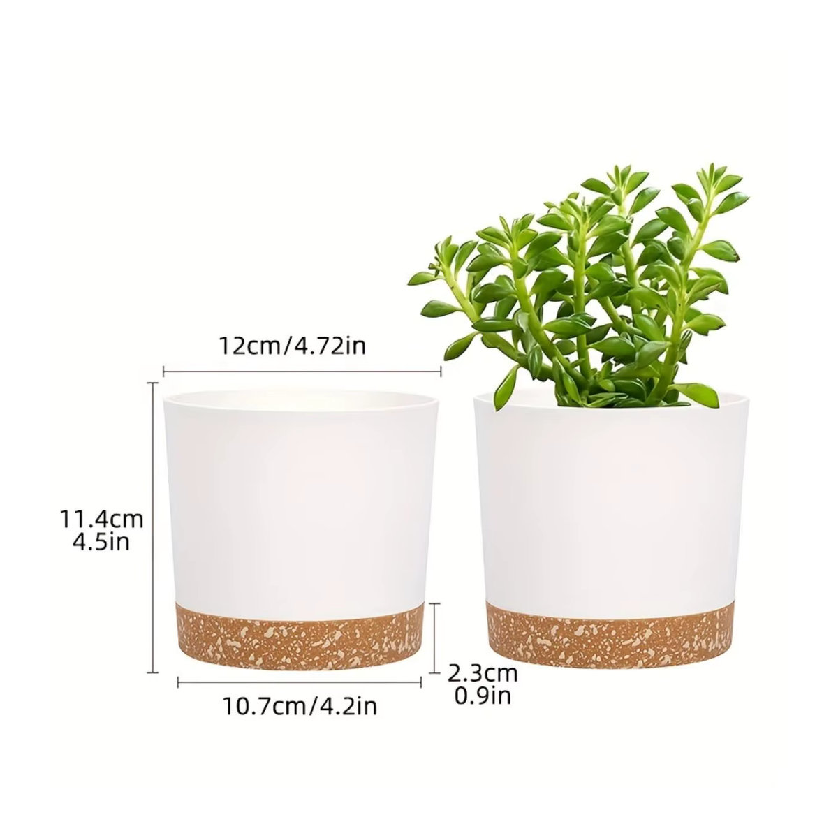 YOCITY 4er Set runde Blumentöpfe aus Kunststoff mit abnehmbarem Boden, grau und mehrfarbig, Durchmesser: 12,7 cm - Bild 2