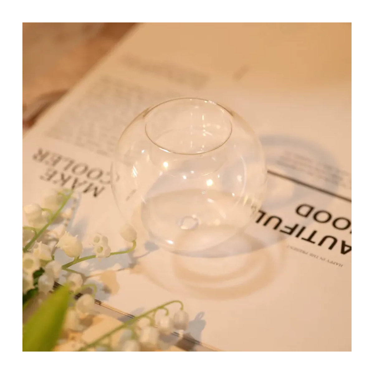 YOCITY Teelichthalter aus Glas, runder Kerzenständer in Transparent, minimalistisches Design für Hochzeit, Weihnachten und Heimdekoration - Bild 4
