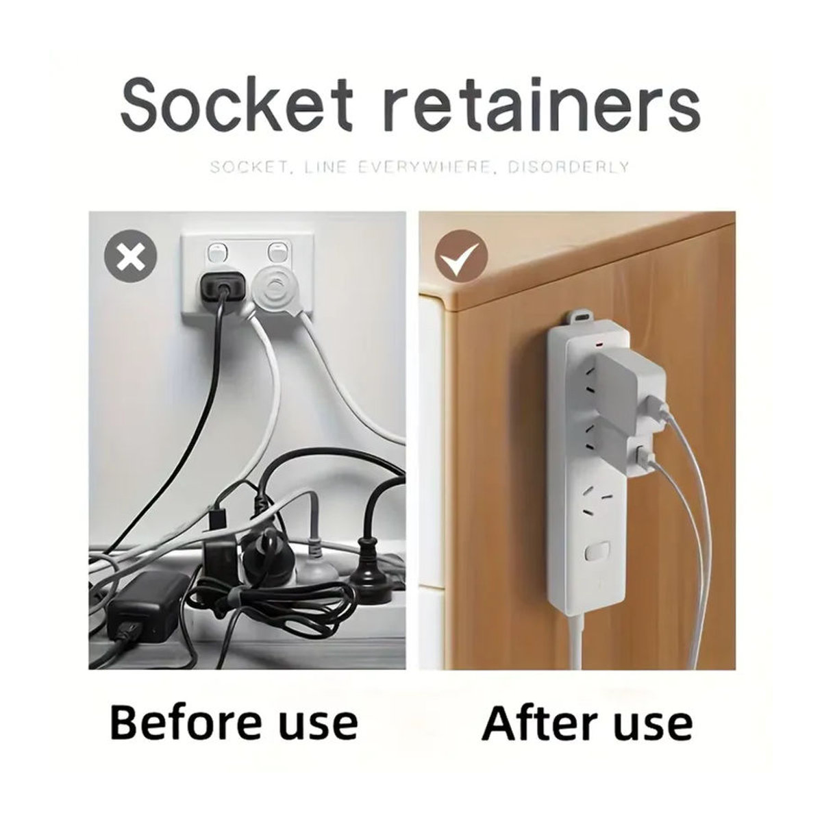 YOCITY Wandmontierter Kabel-Organizer aus Kunststoff, Selbstklebender Steckdosen-Halter und Stecker-Fixierer in Grün oder Bunt - Bild 3