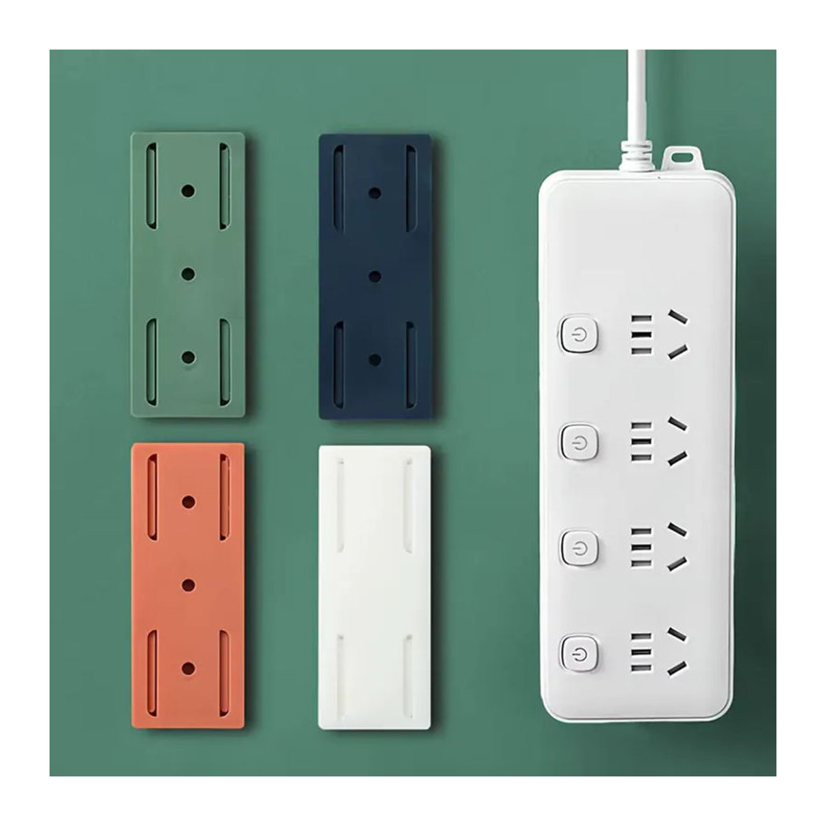 YOCITY Wandmontierter Kabel-Organizer aus Kunststoff, Selbstklebender Steckdosen-Halter und Stecker-Fixierer in Grün oder Bunt - Bild 4