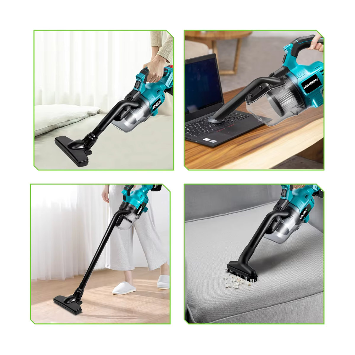 YOFIDRA Bürstenloser Akku-Staubsauger 1800W mit 30KPa Saugkraft, 1,5L Behälter, Blau, kompatibel mit Makita 18V Akku - Bild 2