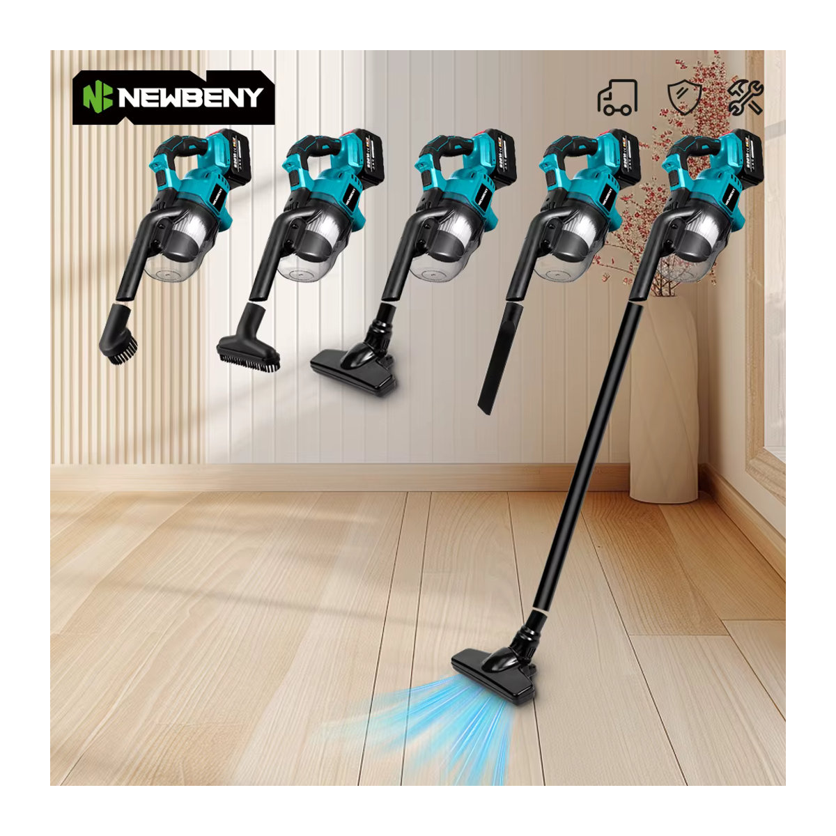 YOFIDRA Bürstenloser Akku-Staubsauger 1800W mit 30KPa Saugkraft, 1,5L Behälter, Blau, kompatibel mit Makita 18V Akku - Bild 4