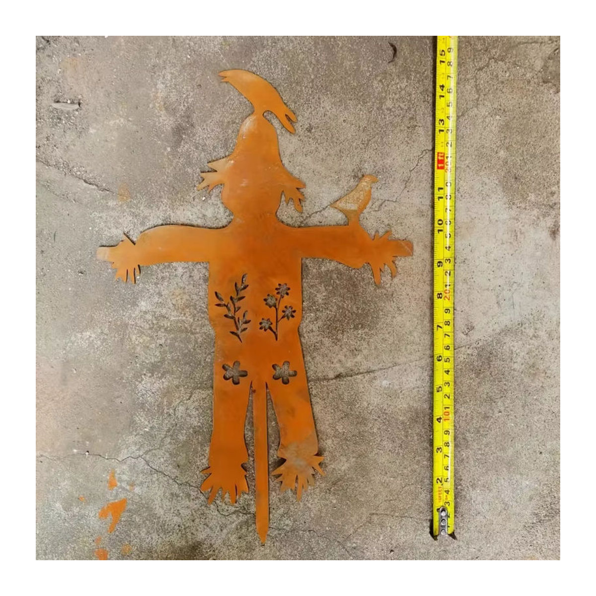 Yohwor Home Rustikaler Vogelscheuchen-Gartenstecker aus Metall in Braun für Herbst und Halloween im Landhausstil - Bild 4