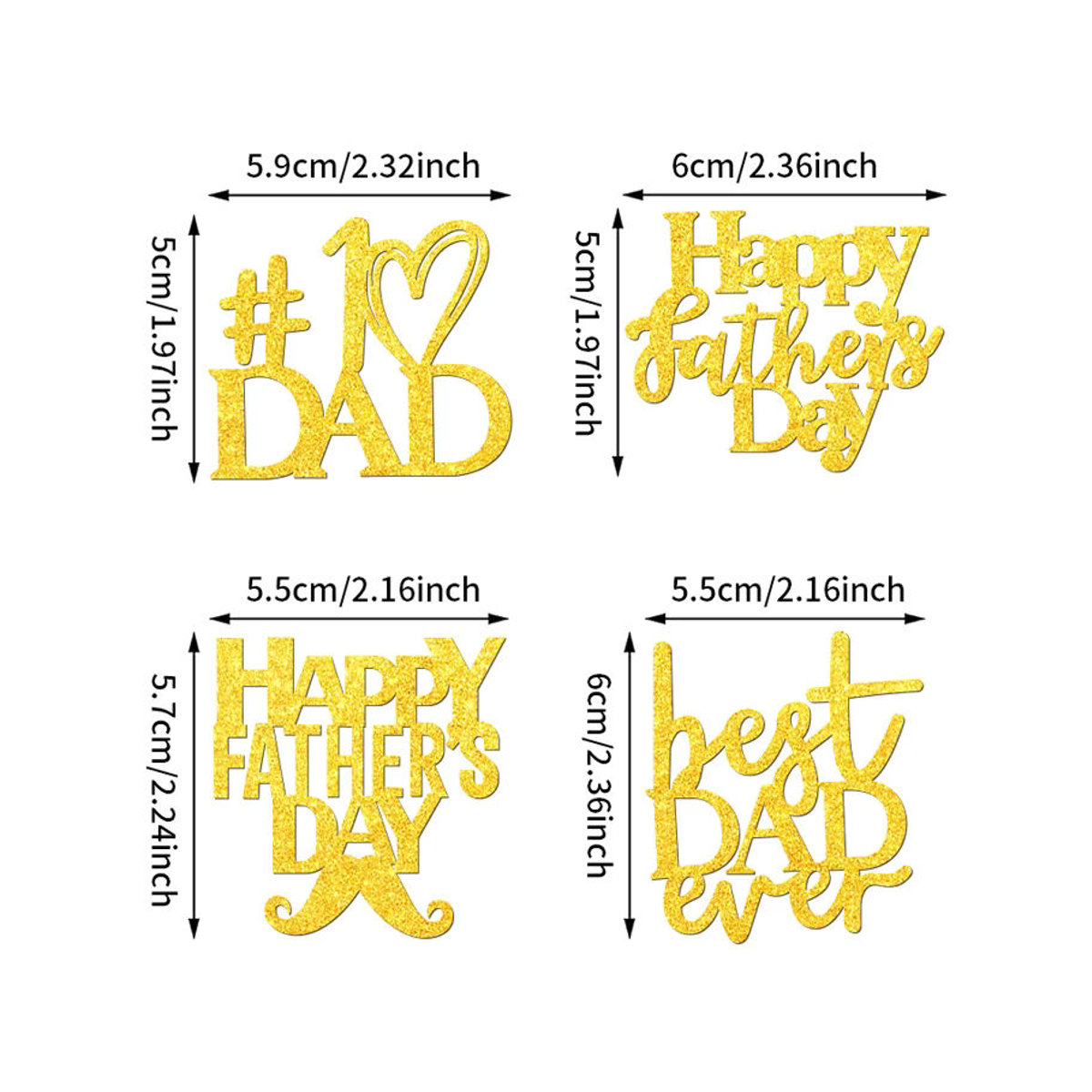 YOMDID 24 Stück Cupcake-Topper zum Vatertag in Gold aus Kunststoff - Bild 4