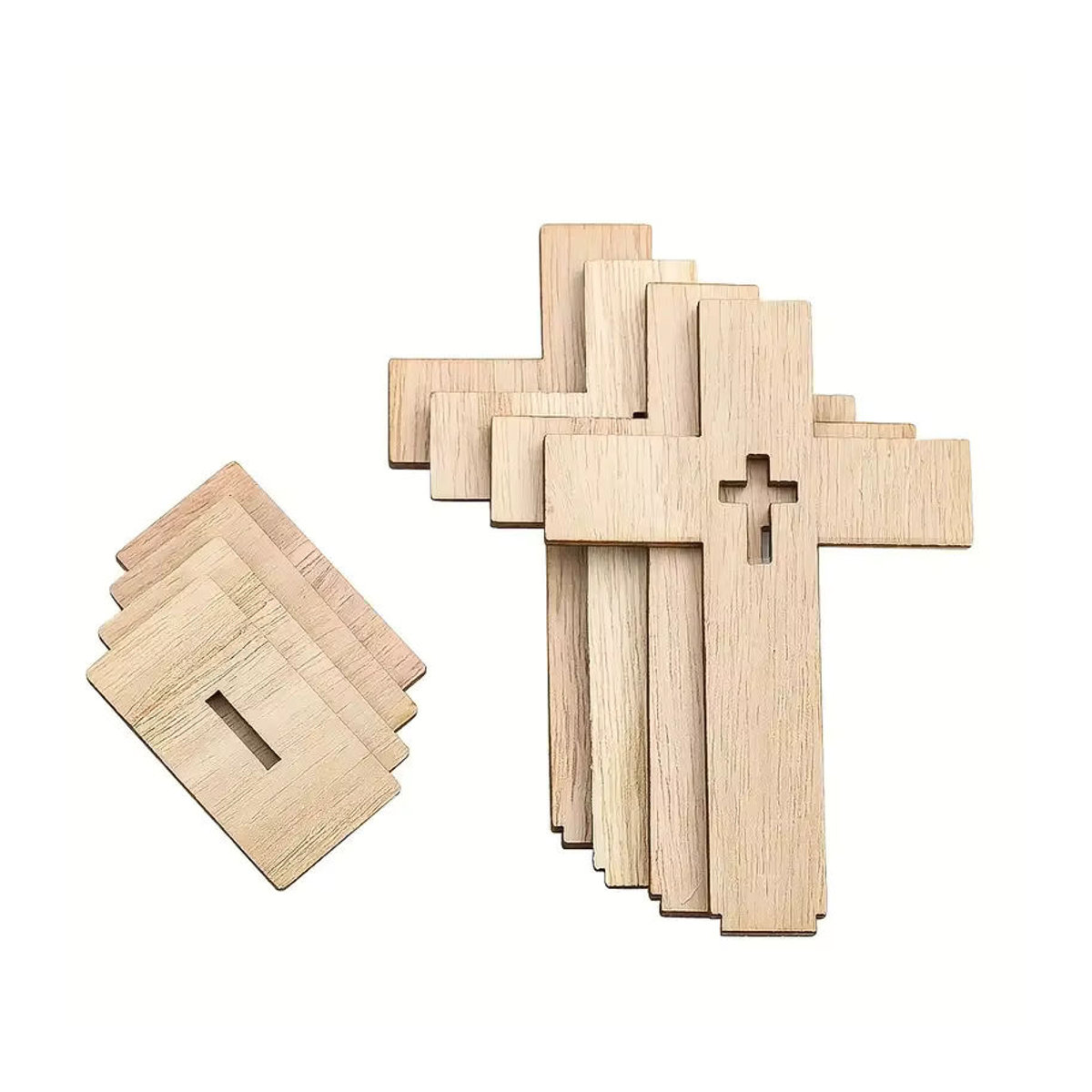 YOMDID 6er Set Holzkreuze in Braun als stehendes Kruzifix für christliche Anlässe wie Taufe und Erstkommunion als minimalistische Tischdekoration - Bild 5