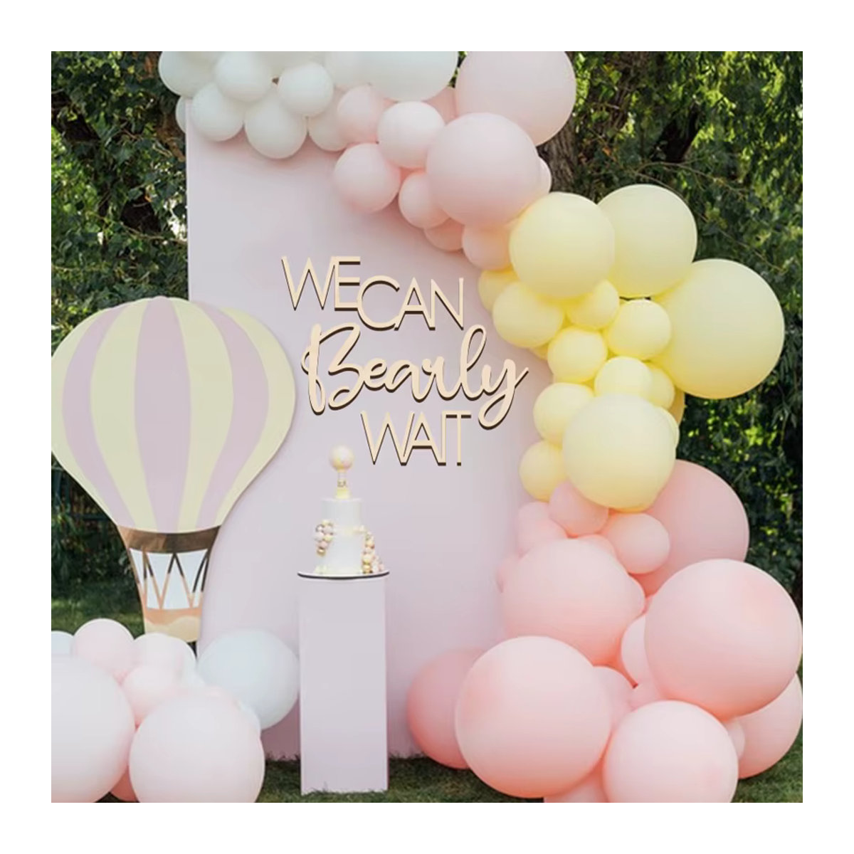 Yomdid Baby Party Banner aus Holz mit Buchstaben für Gender Reveal und Geburtstagsfeiern in Braun und Weiß - Bild 2
