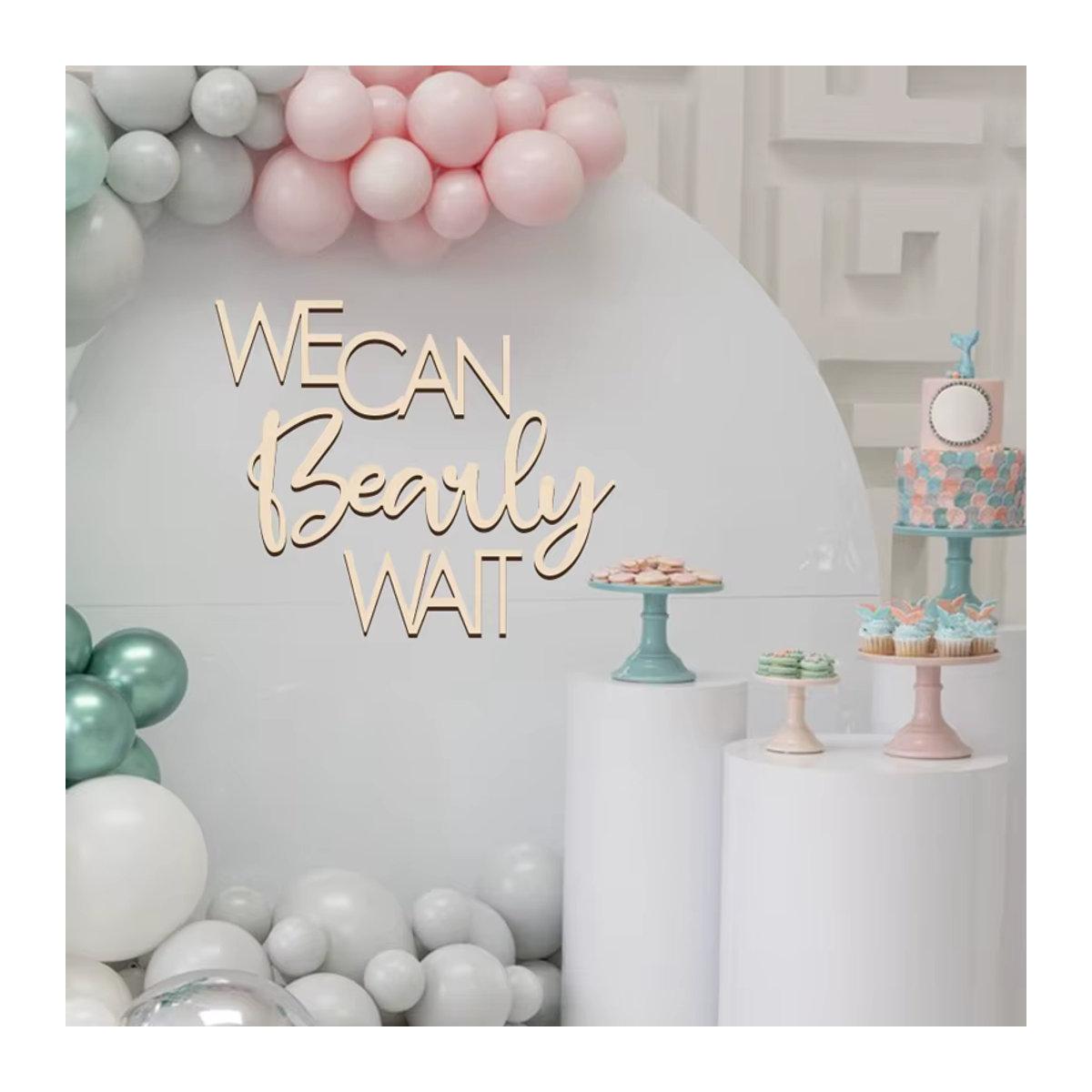 Yomdid Baby Party Banner aus Holz mit Buchstaben für Gender Reveal und Geburtstagsfeiern in Braun und Weiß - Bild 3