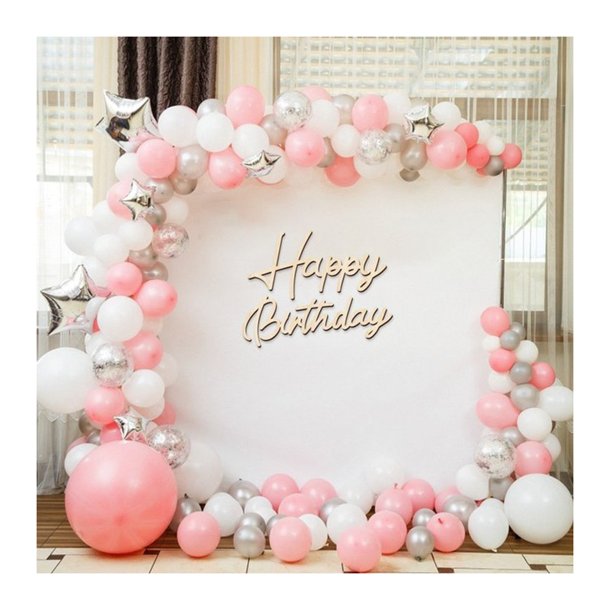 YOMDID Happy Birthday Wanddeko aus Holz in Weiß für deine Geburtstagsfeier - Bild 1