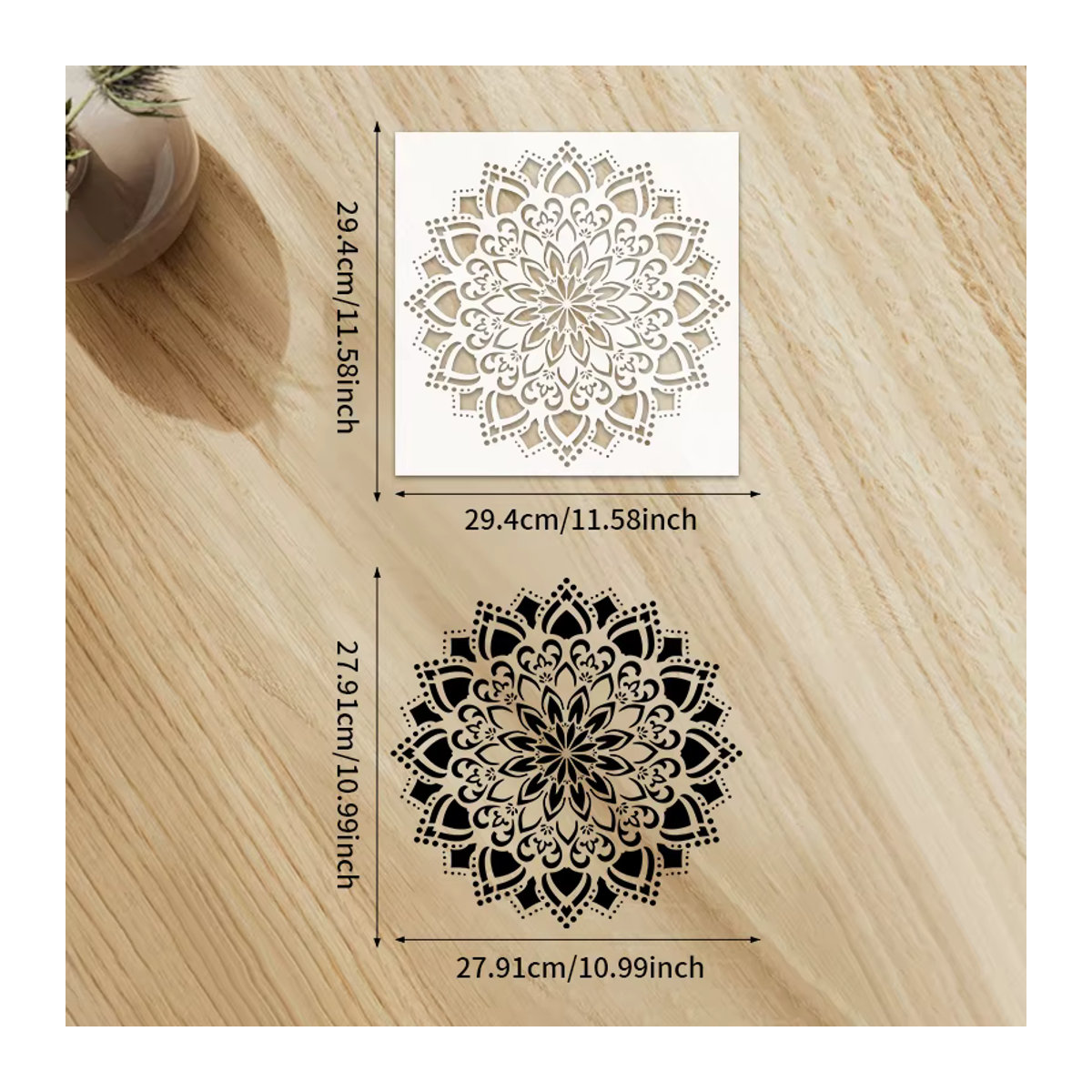 YOMDID Mandala-Blume PET-Malschablone in transparent, runde Schablone für DIY-Handwerk und Graffiti-Kunst mit floralem Bohemian-Design - Bild 5