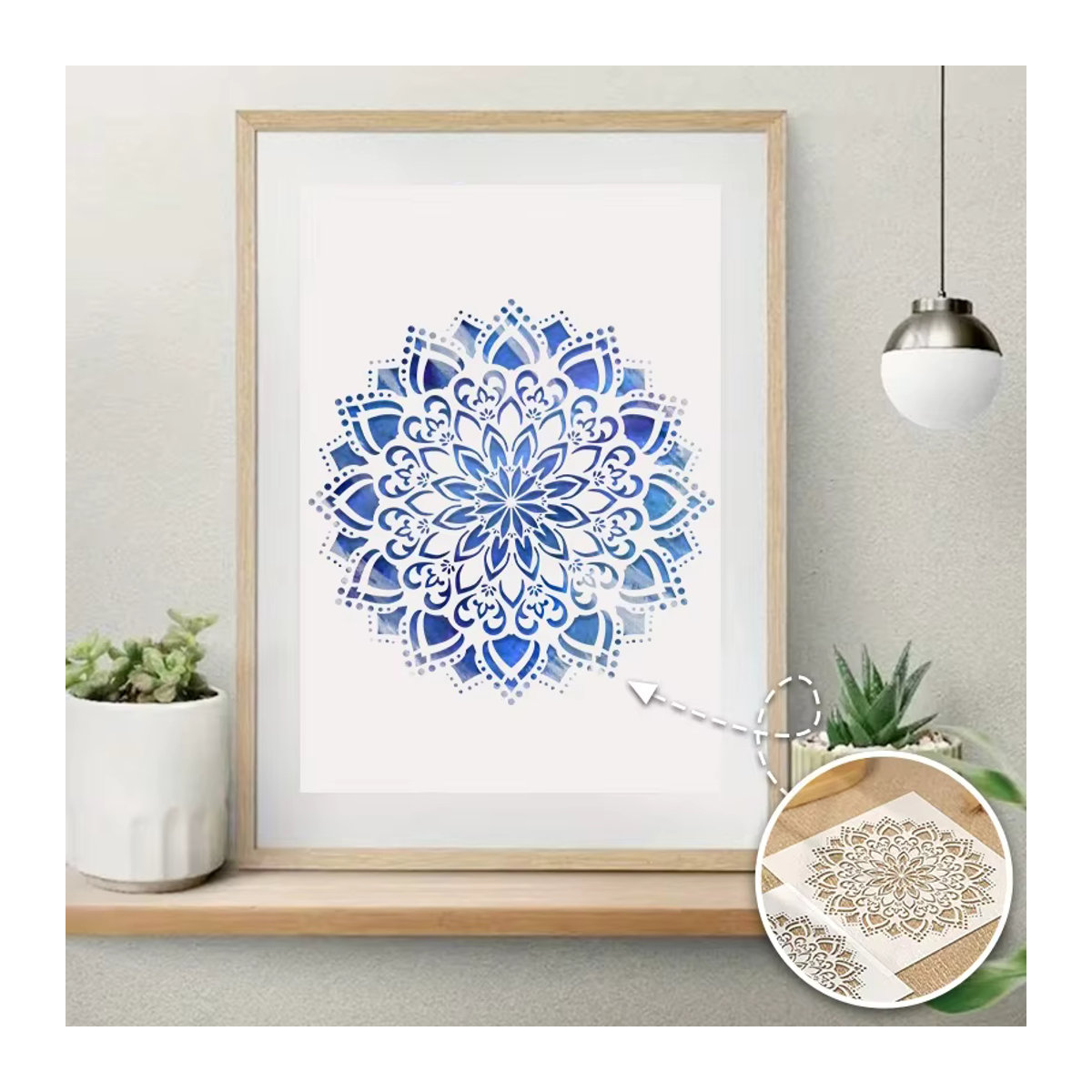 YOMDID Mandala-Blume PET-Malschablone in transparent, runde Schablone für DIY-Handwerk und Graffiti-Kunst mit floralem Bohemian-Design - Bild 6