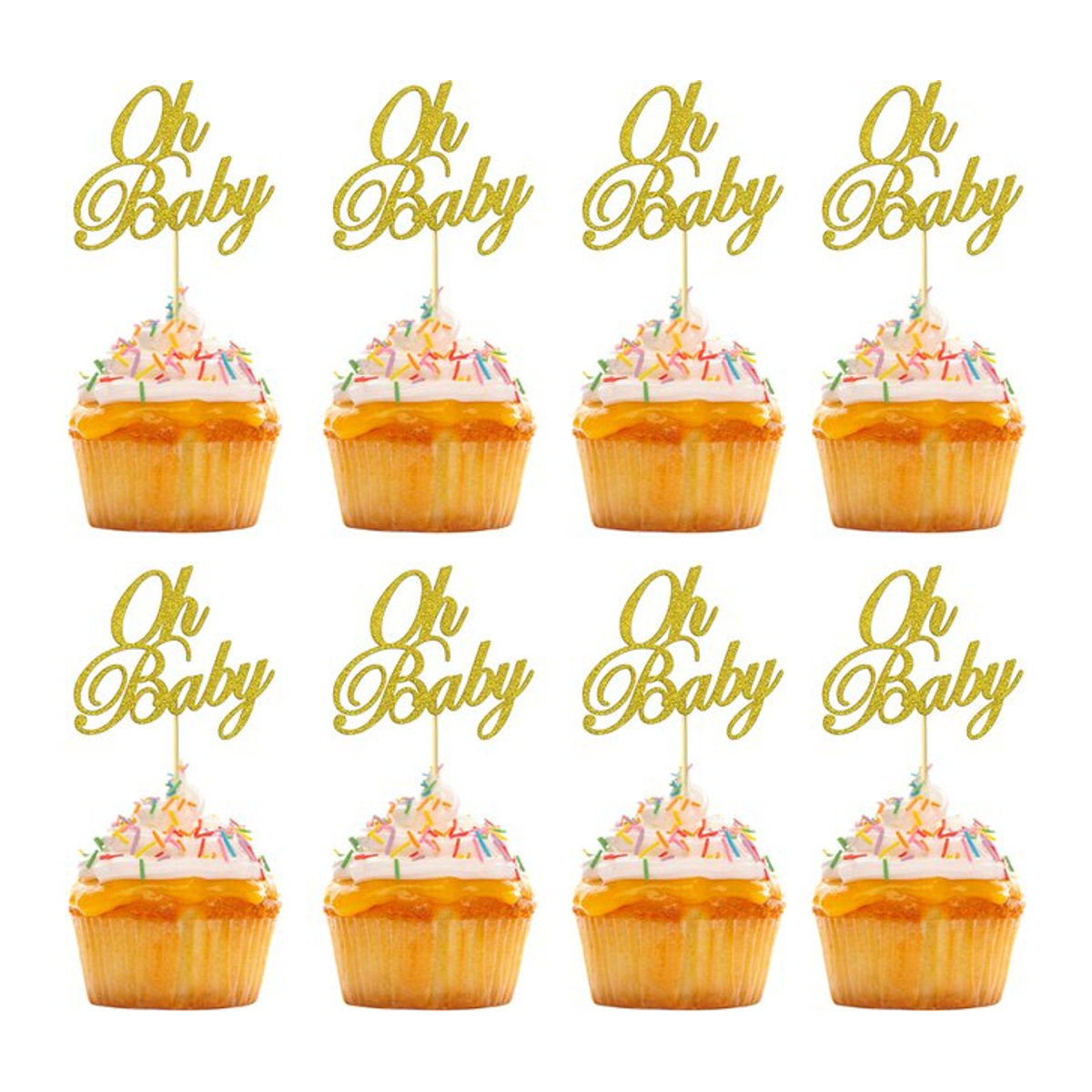 YONGSNOW 18er Set Baby Cake Topper in Gold Glitzer für Geburtstag und Gender Reveal Party - Bild 1