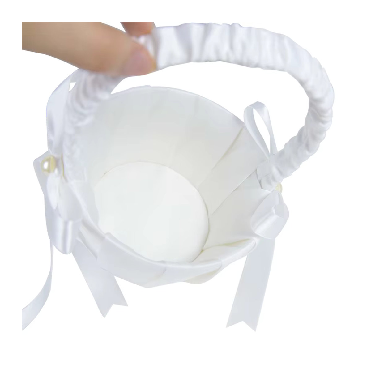YONGSNOW Blumenkorb für Hochzeiten in Weiß, Textil, Durchmesser: 20 cm - Bild 5