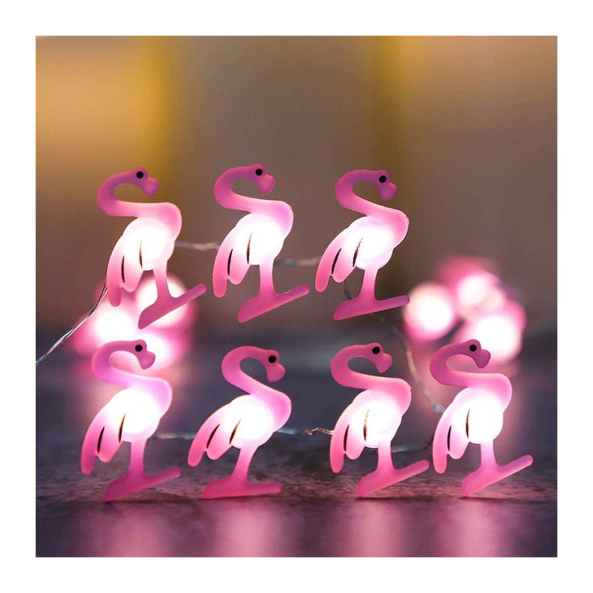 YONGSNOW Flamingo Lichterkette in Rosa, 2 Meter Deko-Lichterkette für Party, Terrasse und Babyzimmer - Bild 1