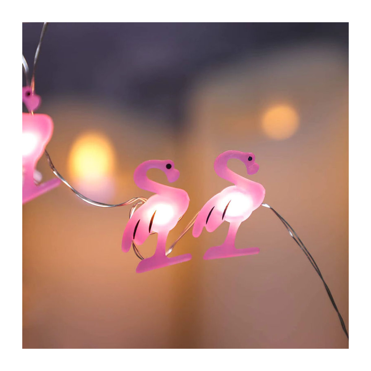 YONGSNOW Flamingo Lichterkette in Rosa, 2 Meter Deko-Lichterkette für Party, Terrasse und Babyzimmer - Bild 2