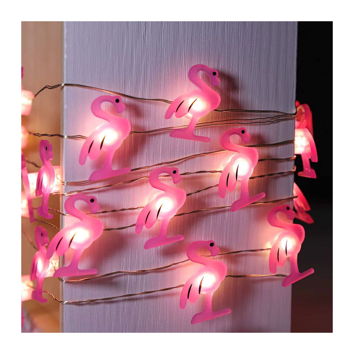 YONGSNOW Flamingo Lichterkette in Rosa, 2 Meter Deko-Lichterkette für Party, Terrasse und Babyzimmer - Bild 3