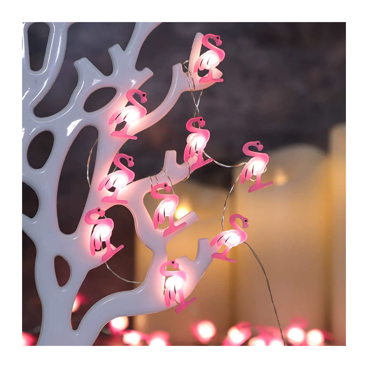 YONGSNOW Flamingo Lichterkette in Rosa, 2 Meter Deko-Lichterkette für Party, Terrasse und Babyzimmer - Bild 4