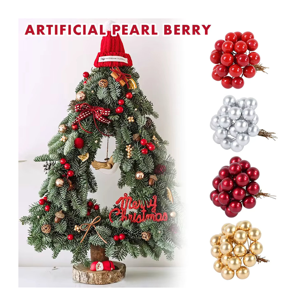 YONGSNOW Künstliche rote Beeren Zweige für Weihnachtsdekoration und DIY Blumenkränze, Rot - Bild 4