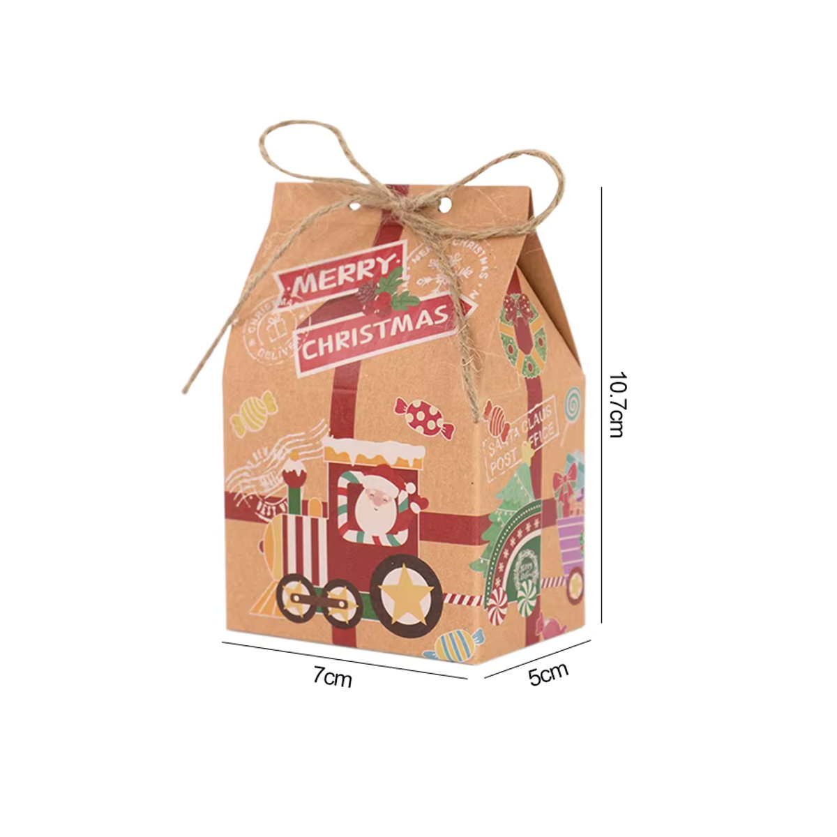 YONGSNOW Weihnachtliche Candy Box in Hausform aus braunem Kraftpapier für Geschenke und Weihnachtsdekoration - Bild 6
