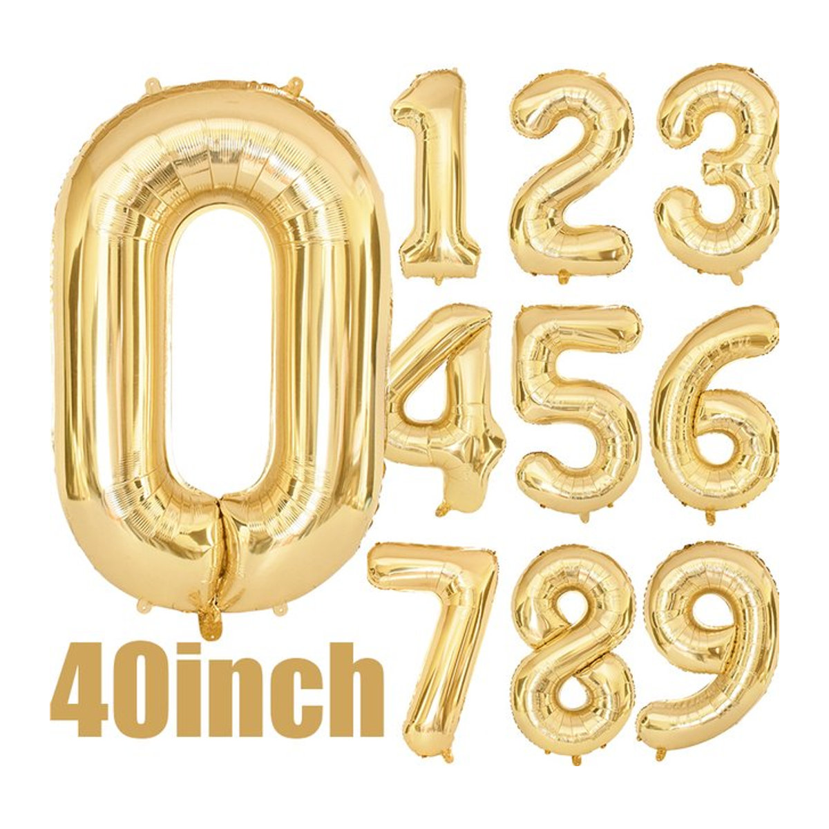 YONGSNOW Zahlen Luftballons in Gold für Geburtstag und Hochzeit, Folienballons 0-9, Höhe: 101,6 cm - Bild 1
