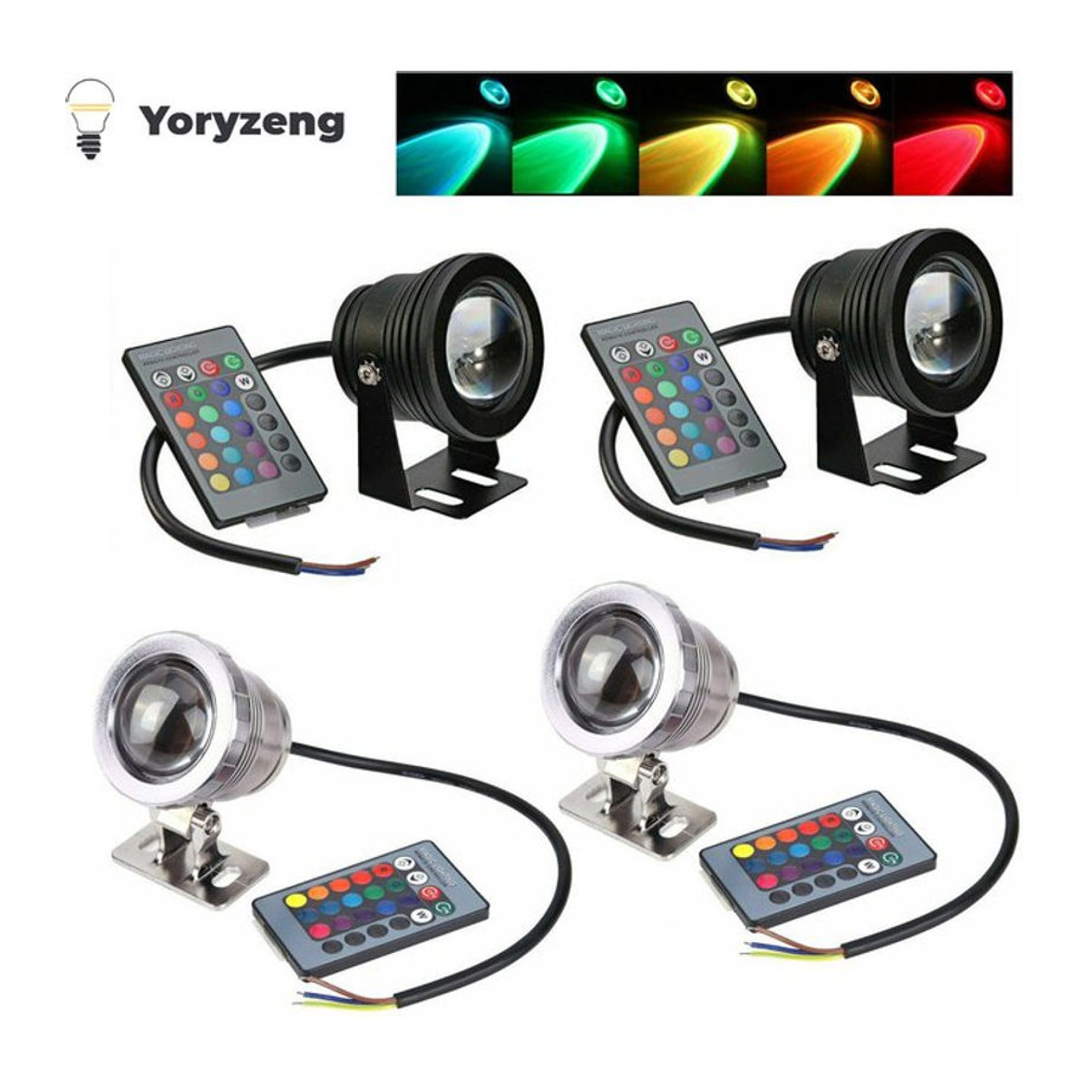 YORYZENG 2er-Set RGB LED Unterwasser-Außenstrahler aus Edelstahl mit IP68 Wasserdichtigkeit für Pool, Teich und Aquarium in Bunt - Bild 1