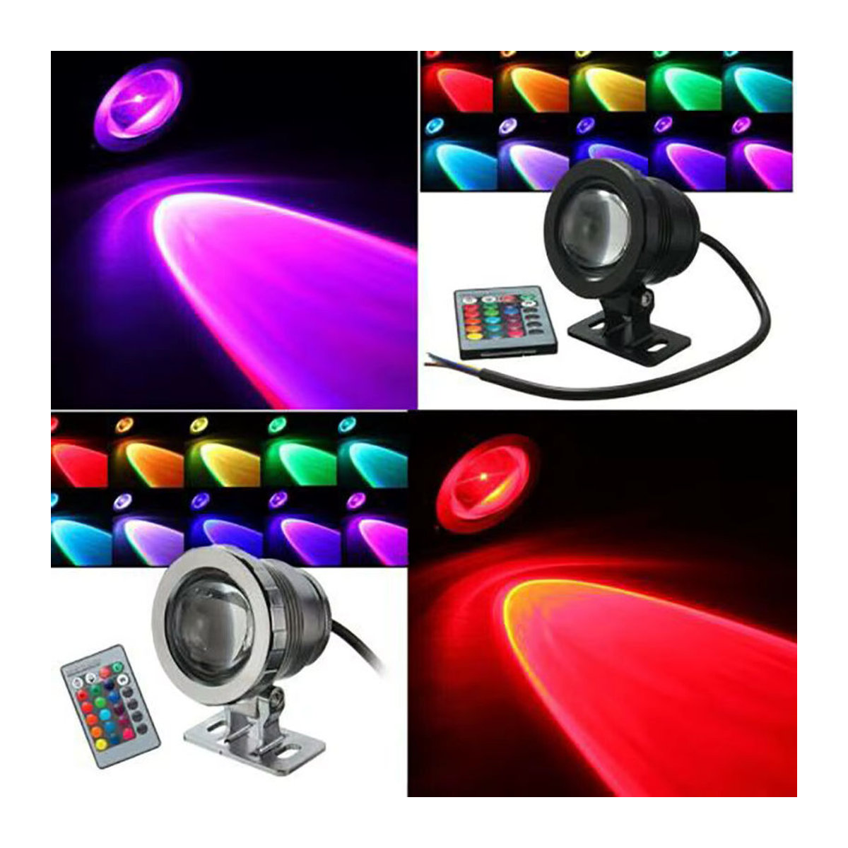 YORYZENG 2er-Set RGB LED Unterwasser-Außenstrahler aus Edelstahl mit IP68 Wasserdichtigkeit für Pool, Teich und Aquarium in Bunt - Bild 2