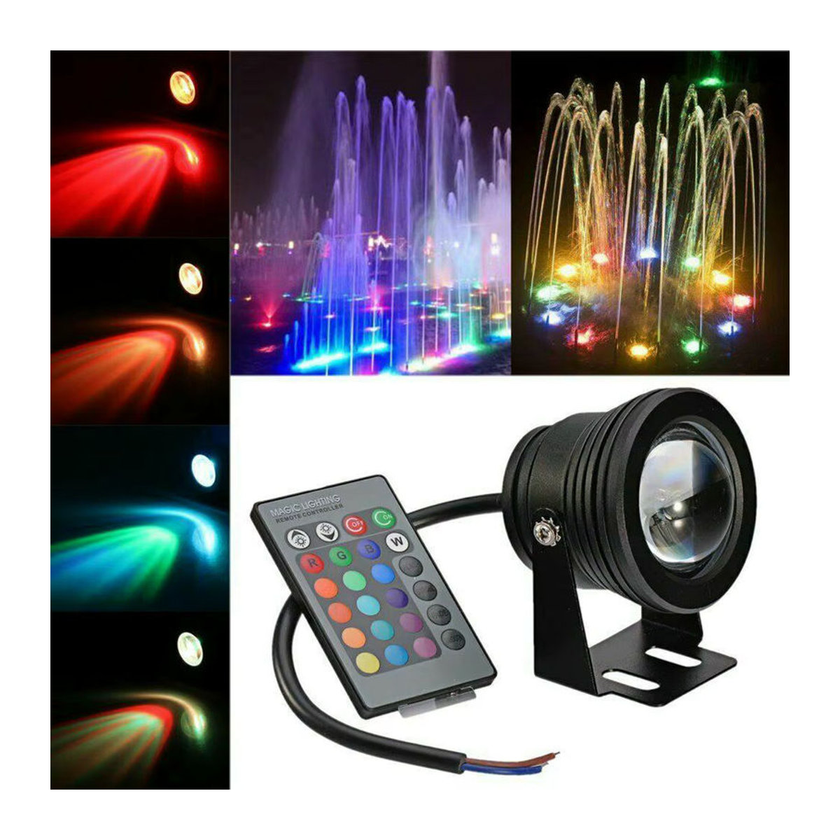 YORYZENG 2er-Set RGB LED Unterwasser-Außenstrahler aus Edelstahl mit IP68 Wasserdichtigkeit für Pool, Teich und Aquarium in Bunt - Bild 3