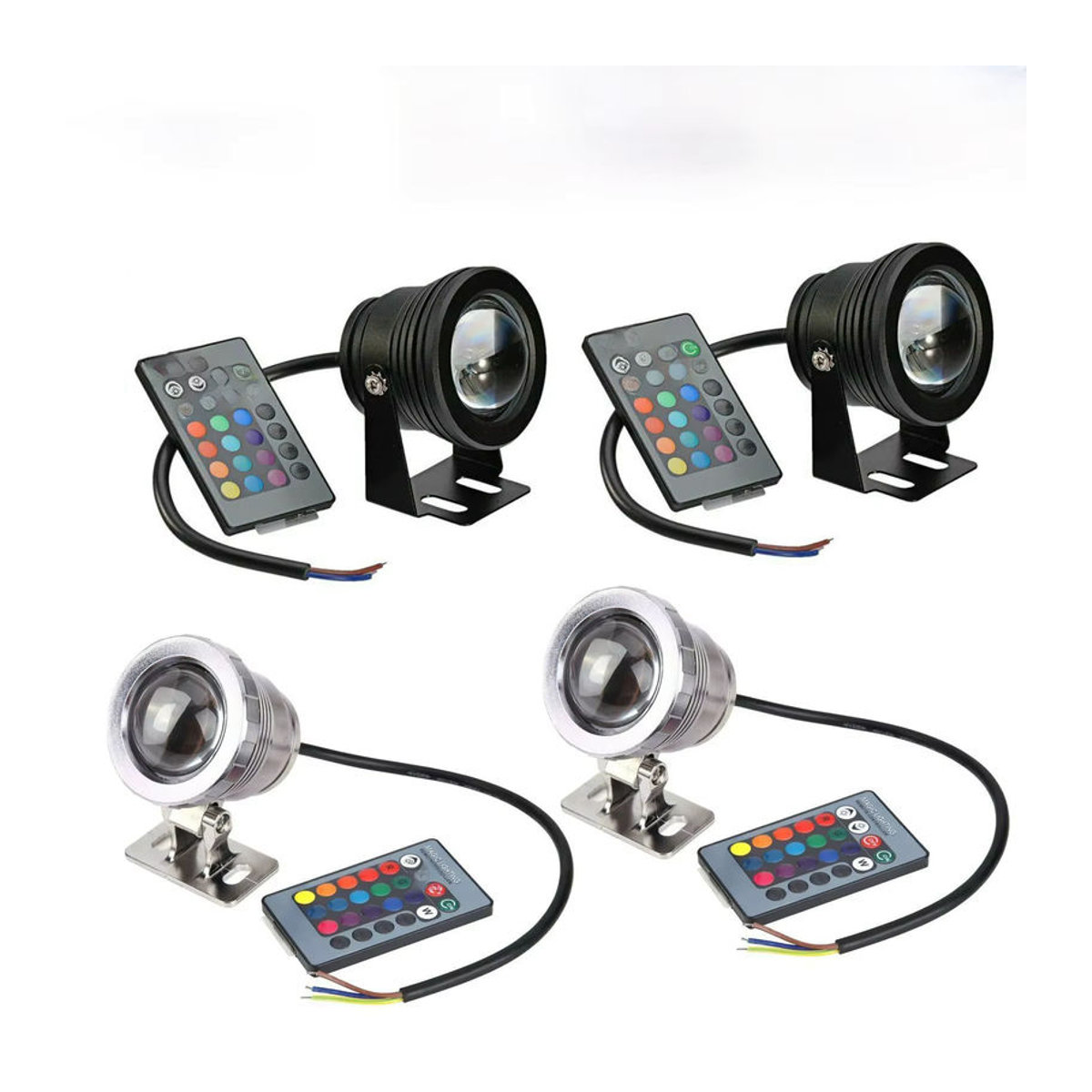 YORYZENG 2er-Set RGB LED Unterwasser-Außenstrahler aus Edelstahl mit IP68 Wasserdichtigkeit für Pool, Teich und Aquarium in Bunt - Bild 7
