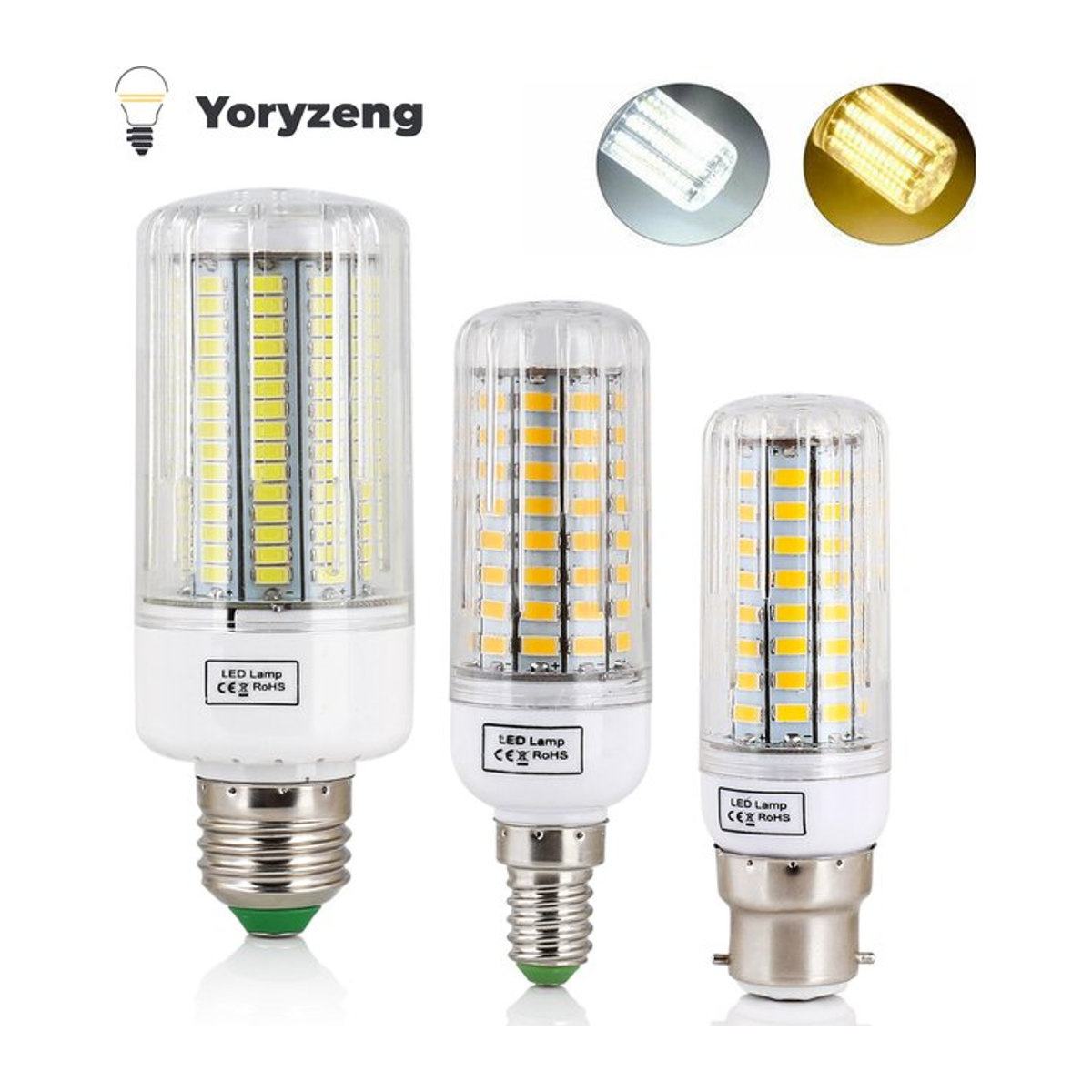 YORYZENG LED Mais-Glühbirne Warmweiß mit E27 E14 B22 Fassung, 165 LEDs, ultrahell als Ersatz für 150 W Halogenlampen - Bild 1