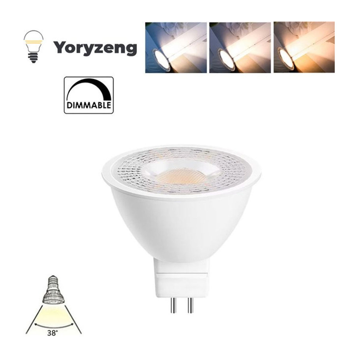 YORYZENG MR16 LED Strahler 7W mit 38 Grad Abstrahlwinkel dimmbar in Warmweiß oder Kaltweiß - Bild 1