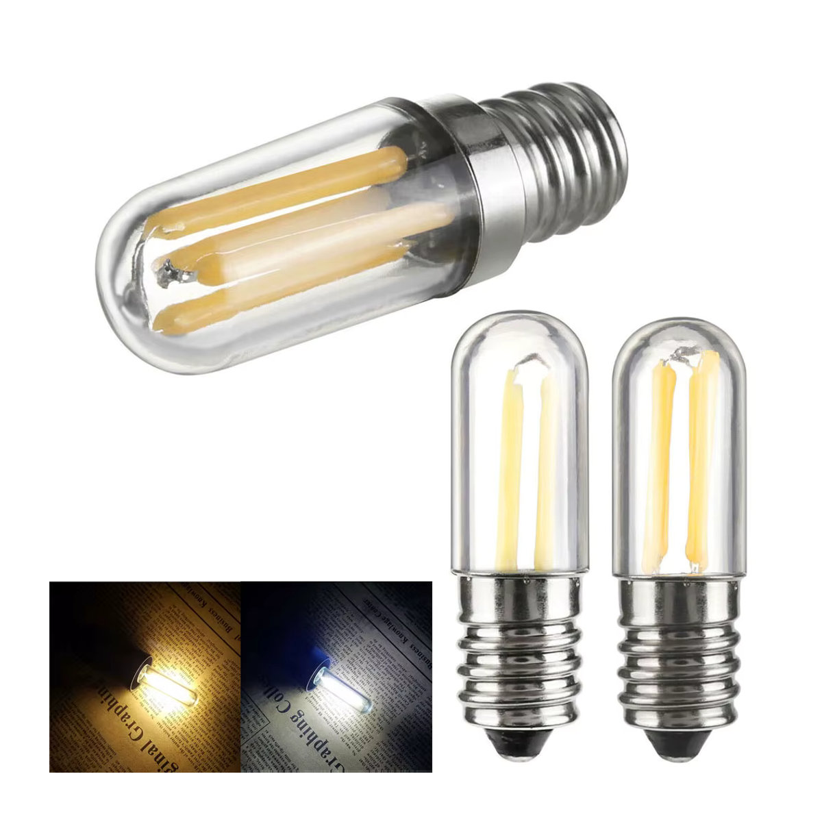 YORYZENG Retro LED Filament Lampe dimmbar E14 E12 für Kühlschrank und Nähmaschine in Warmweiß bis Kaltweiß - Bild 3