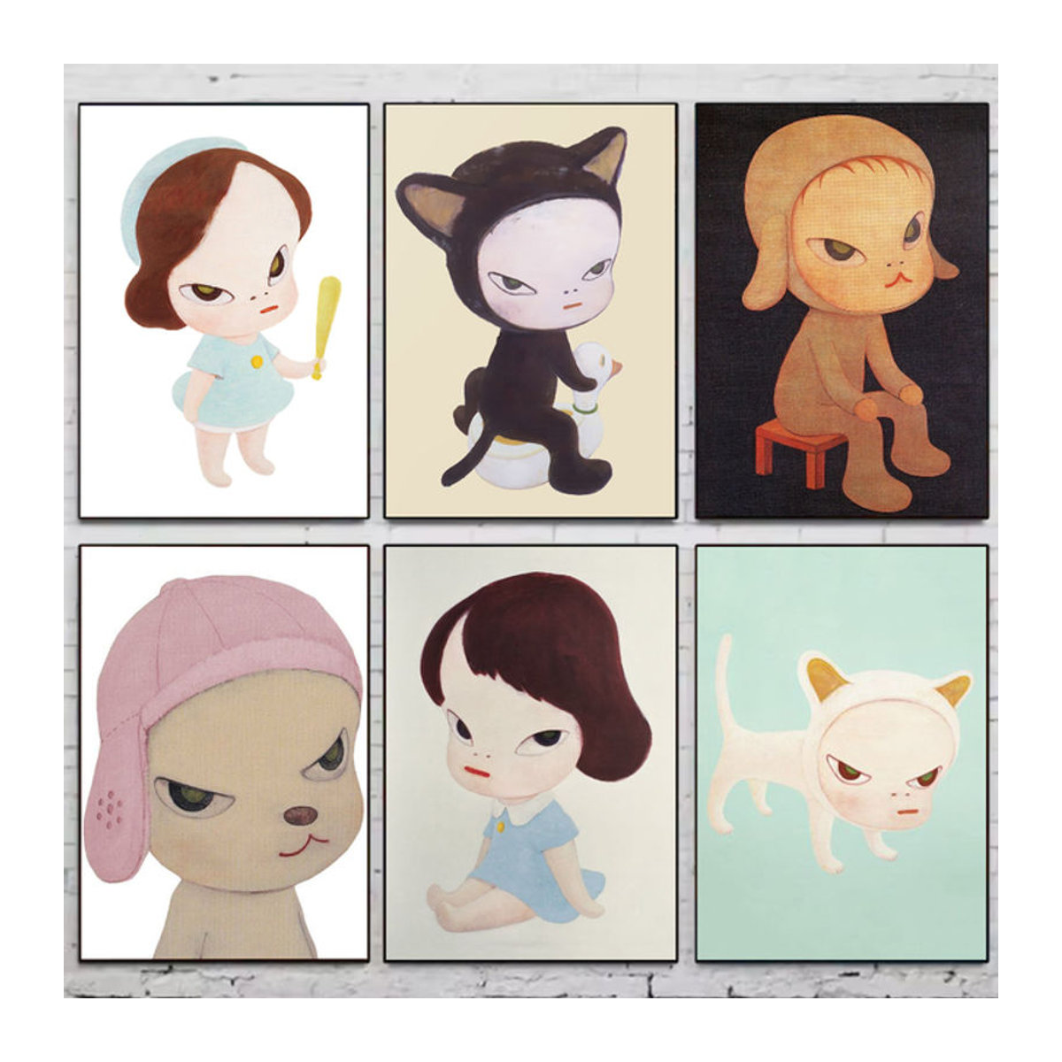 Yoshitomo Nara Dream Doll Leinwandposter mit Tier-Porträt in Mehrfarbig, Rechteckiges Wandbild für dein Spielzimmer oder zur Dekoration - Bild 1