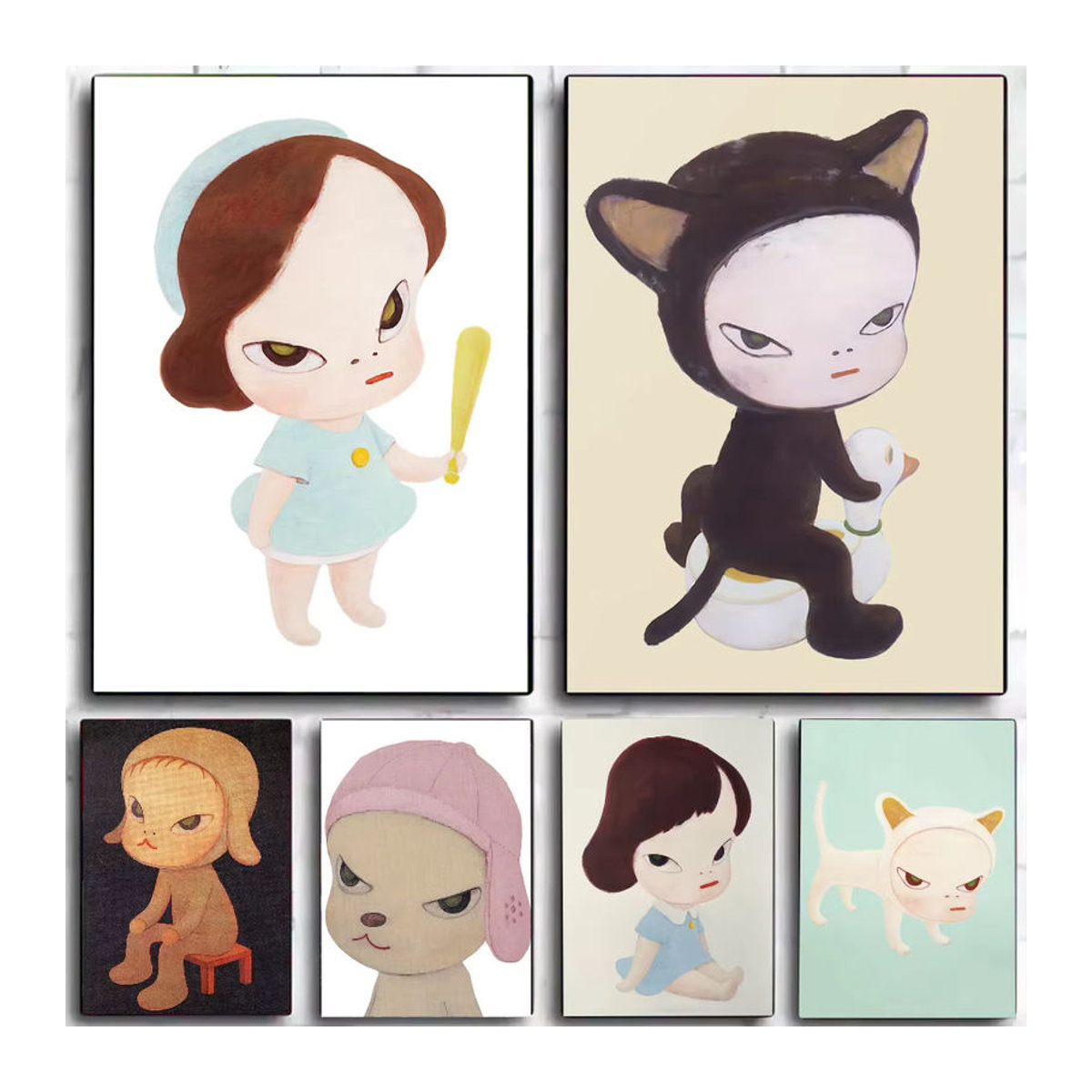 Yoshitomo Nara Dream Doll Leinwandposter mit Tier-Porträt in Mehrfarbig, Rechteckiges Wandbild für dein Spielzimmer oder zur Dekoration - Bild 2