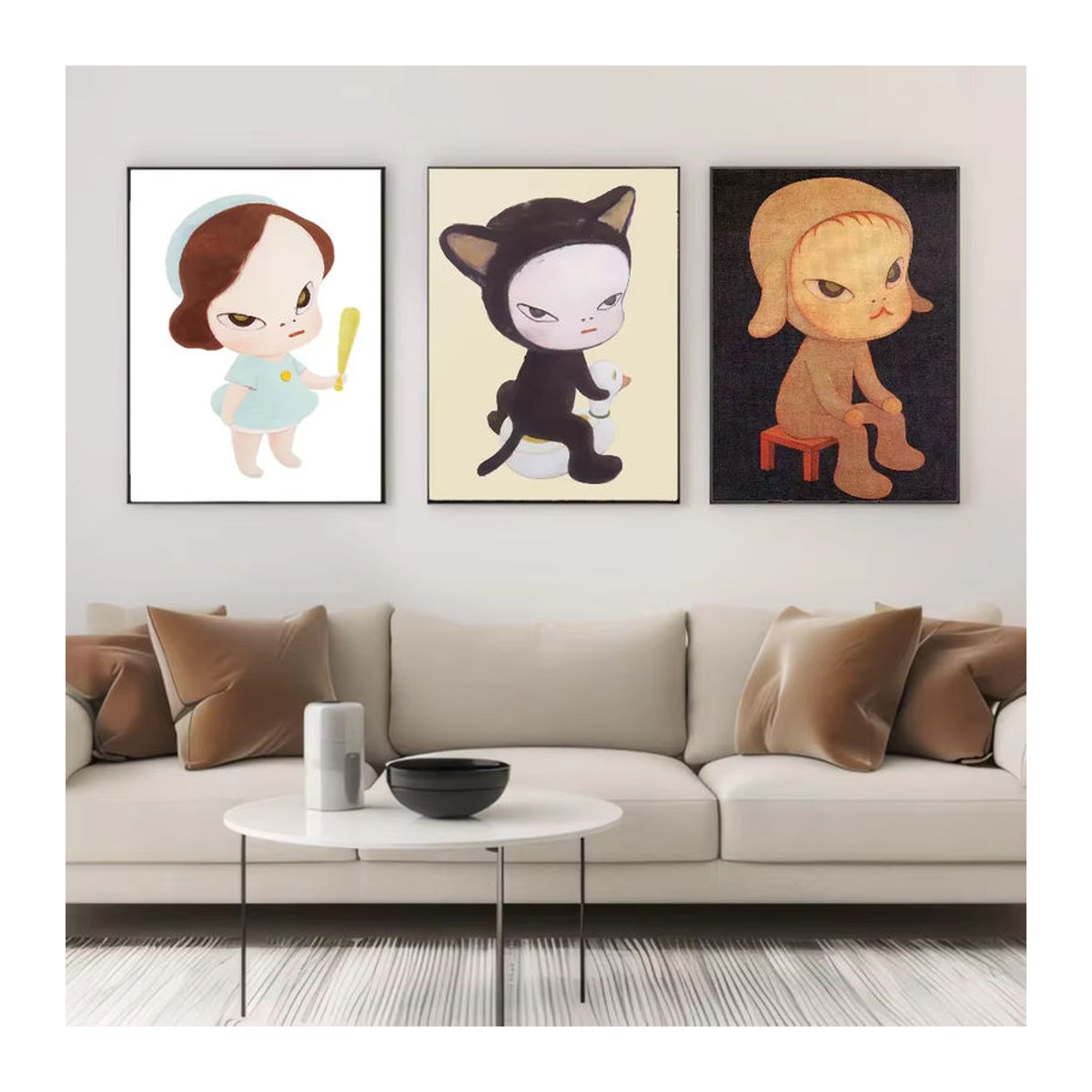 Yoshitomo Nara Dream Doll Leinwandposter mit Tier-Porträt in Mehrfarbig, Rechteckiges Wandbild für dein Spielzimmer oder zur Dekoration - Bild 3