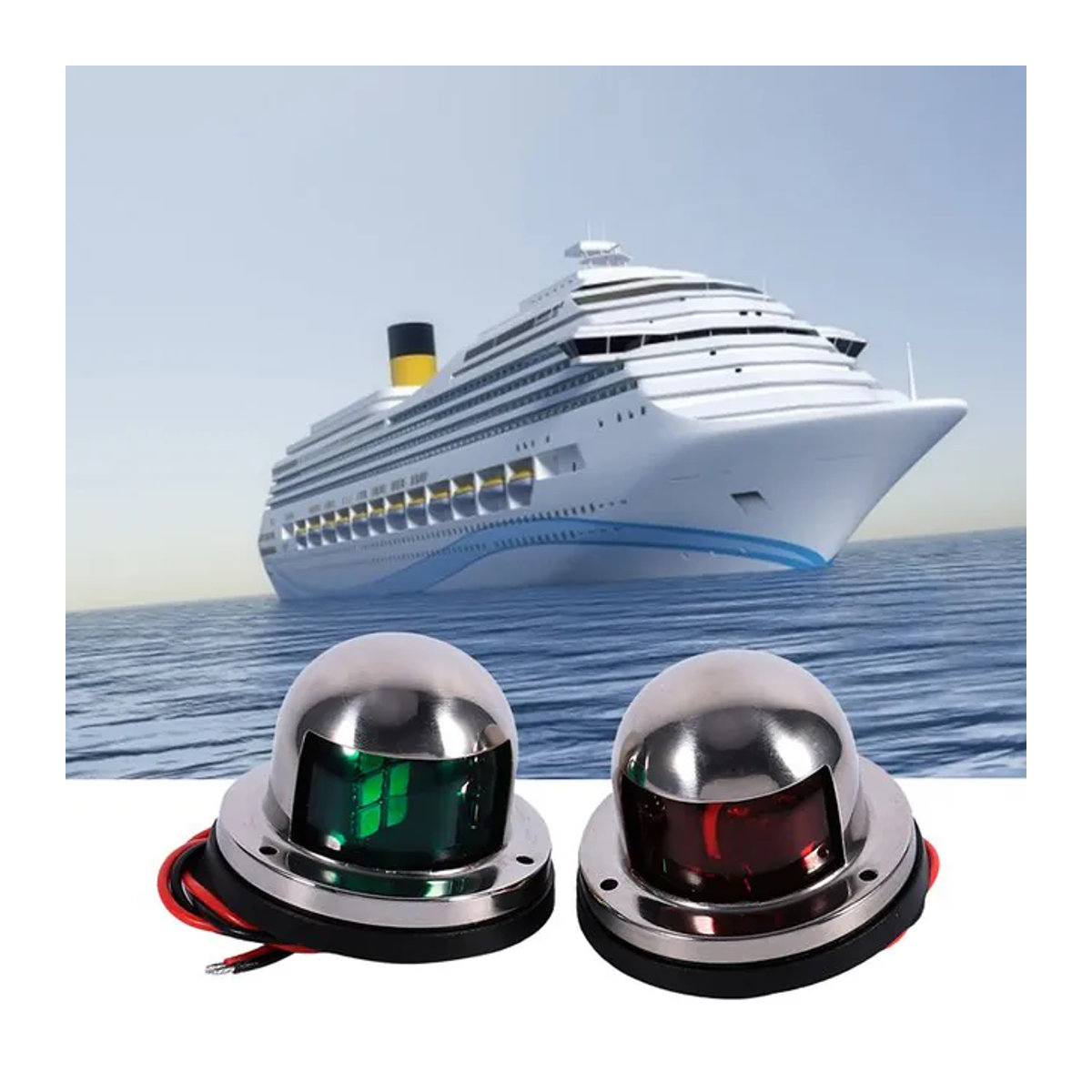 YOSOO LED Marine Navigationslicht aus Edelstahl für Boot und Yacht in Rot oder Grün mit 12V Bogenform - Bild 1