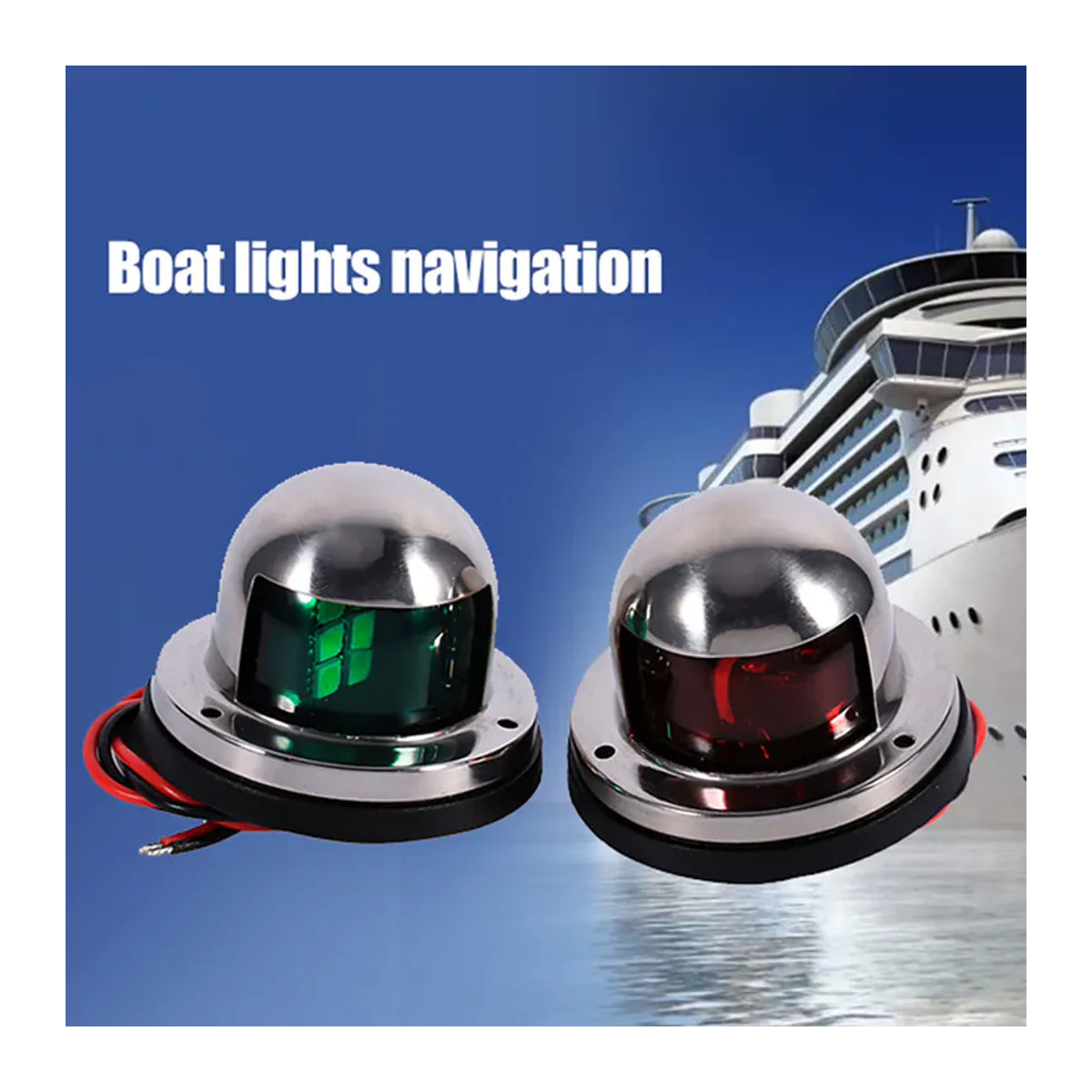 YOSOO LED Marine Navigationslicht aus Edelstahl für Boot und Yacht in Rot oder Grün mit 12V Bogenform - Bild 6