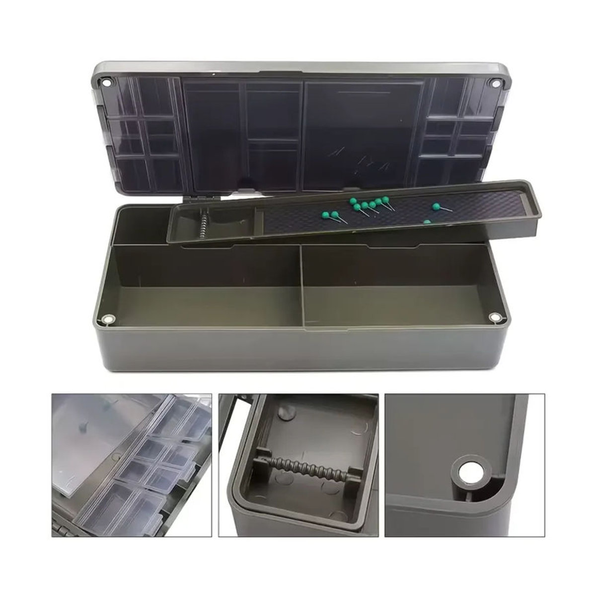 YOTO Angelzubehör-Aufbewahrungsbox aus ABS-Material in Grau mit doppelschichtiger Trennwand - Bild 3