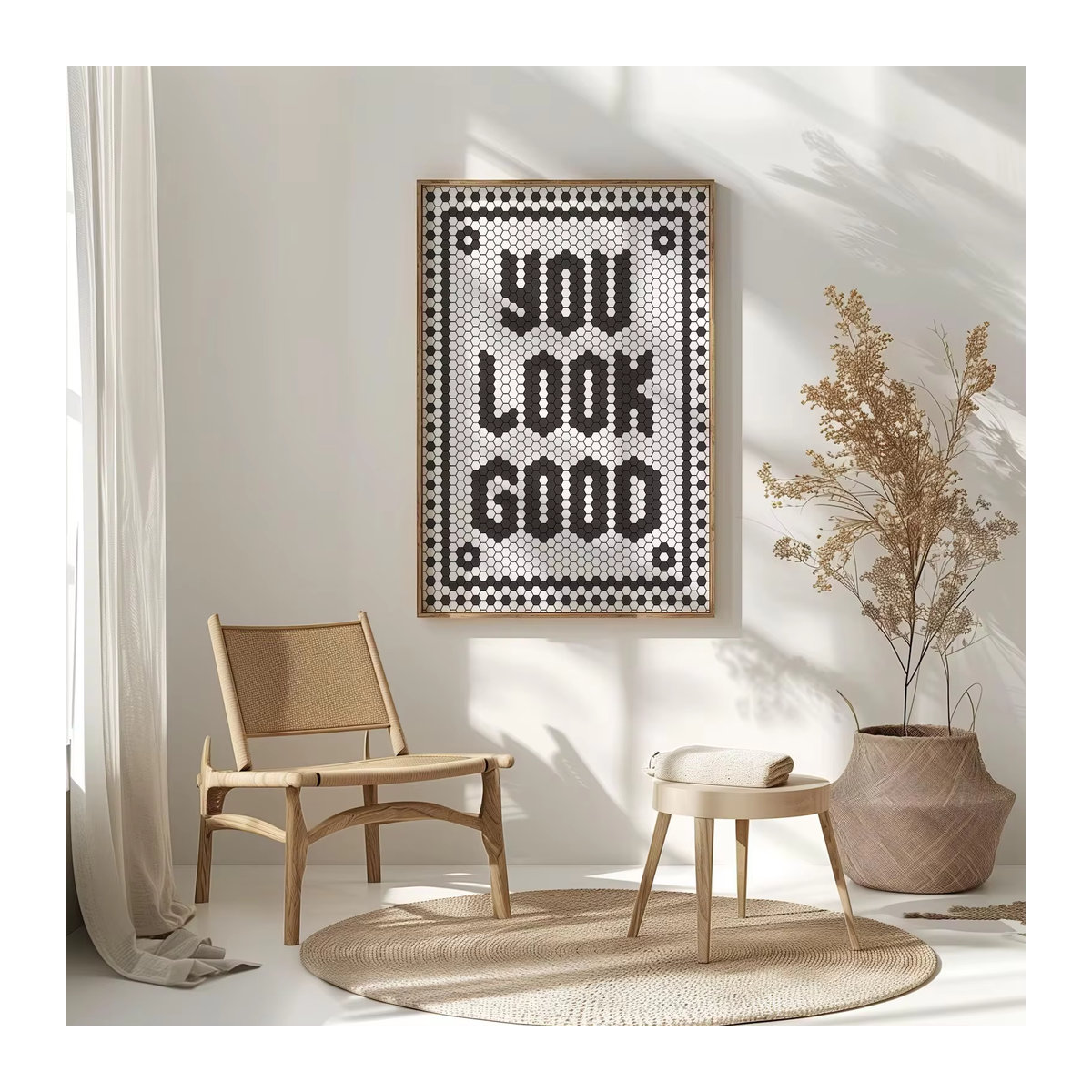 You Look Good Wandkunst Poster mit Hexagon-Typografie in Weiß und geometrischem Design von SHENCHEN - Bild 5