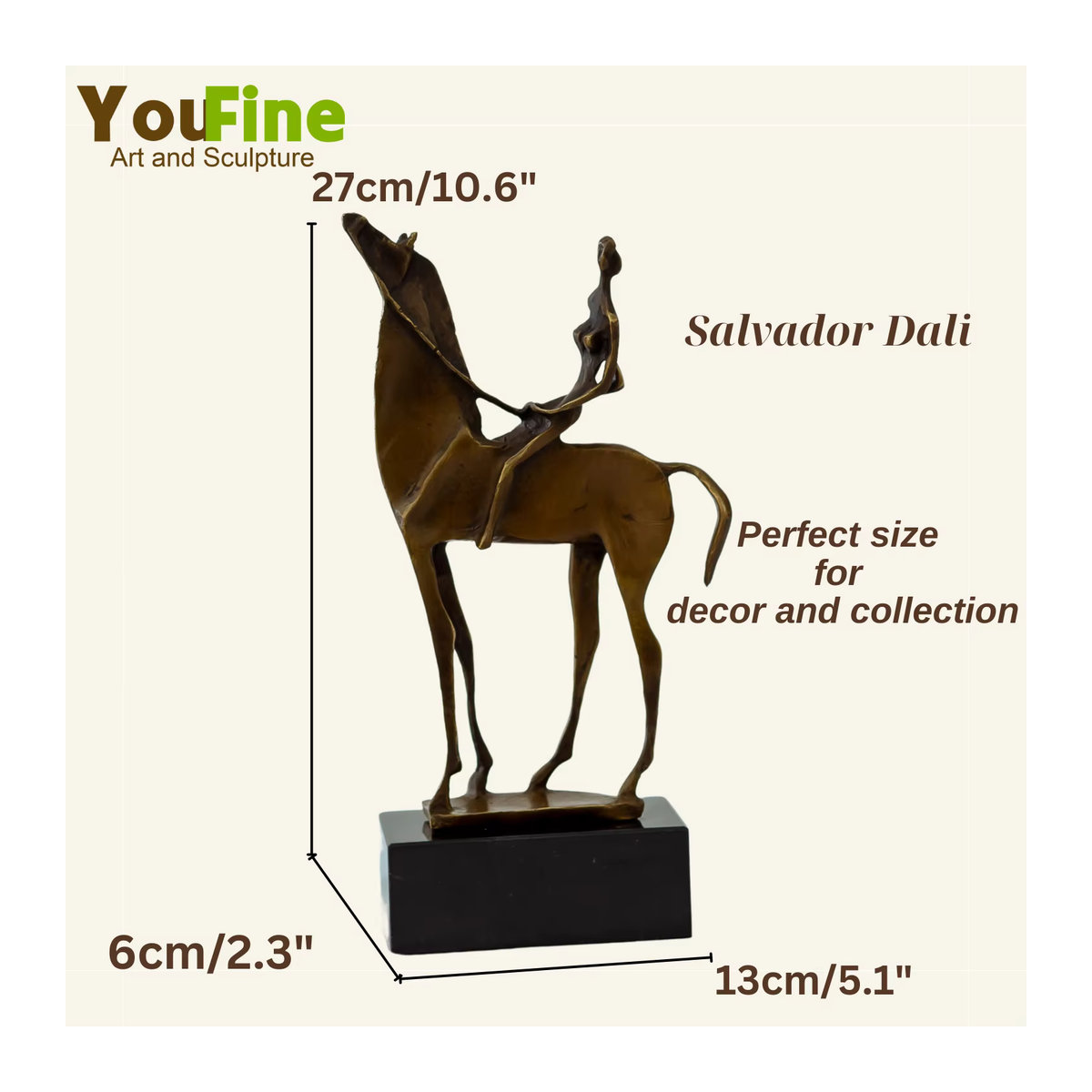 YOUFINE Abstrakte Bronze Skulptur Frau auf dem Pferd in Braun – Moderne Kunstfigur für deine Dekoration - Bild 3