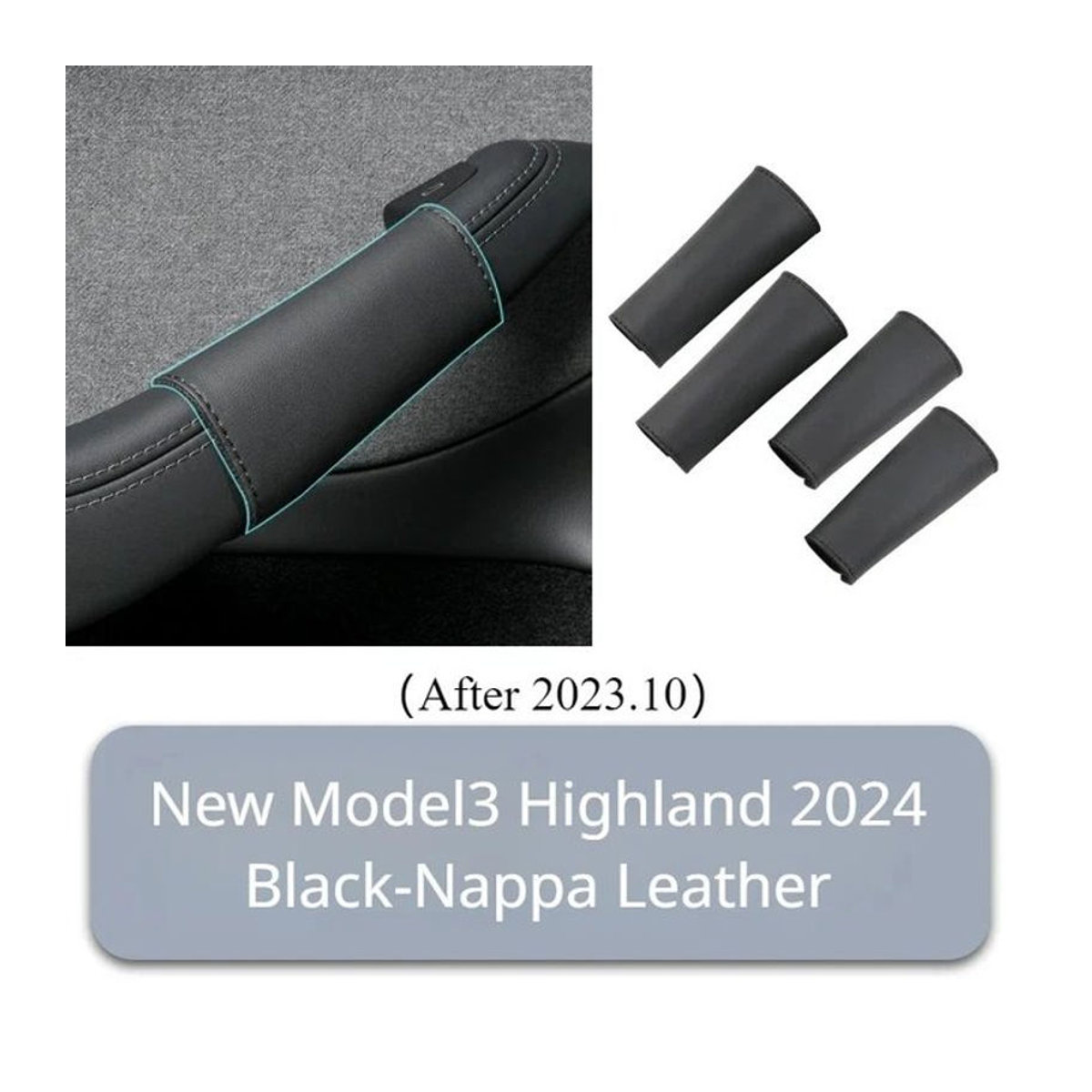 YouGallop Leder Türgriff-Schutzabdeckung für Tesla Model 3 und Model Y Juniper, Schwarz - Bild 1